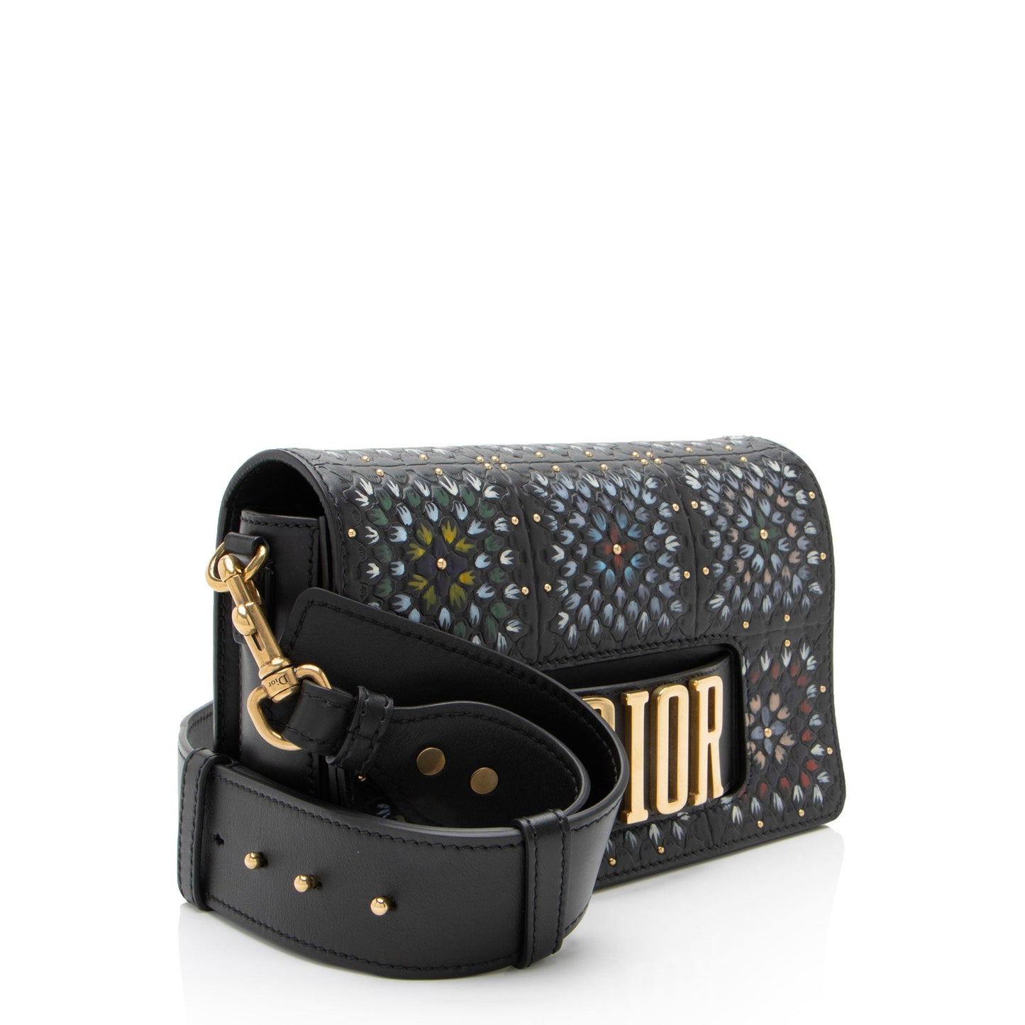 Dior Grained Calfskin Studded Floral Dio(r)evolution Flap Bag (SHF-yW1Jb4)