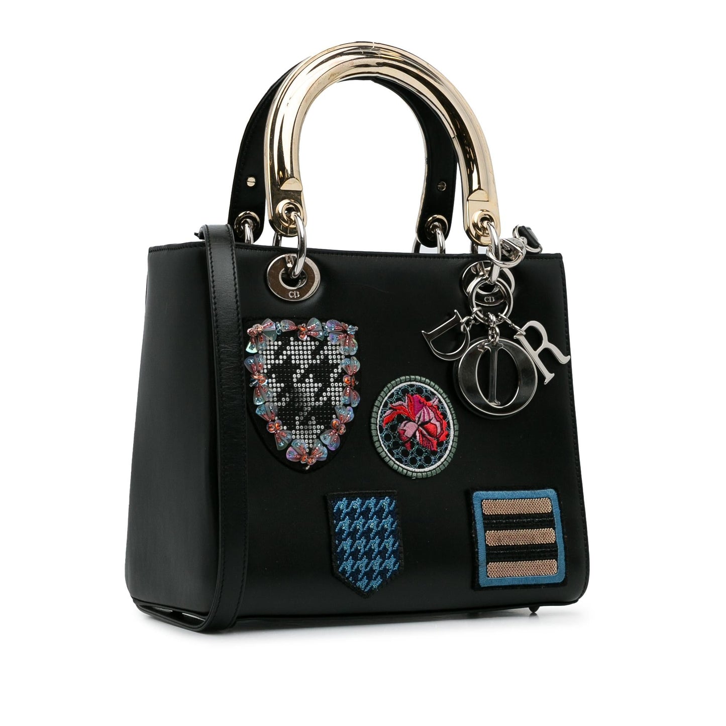 Dior Medium Calfskin Patch Embellished Lady Dior (SHG-YrHiNP)