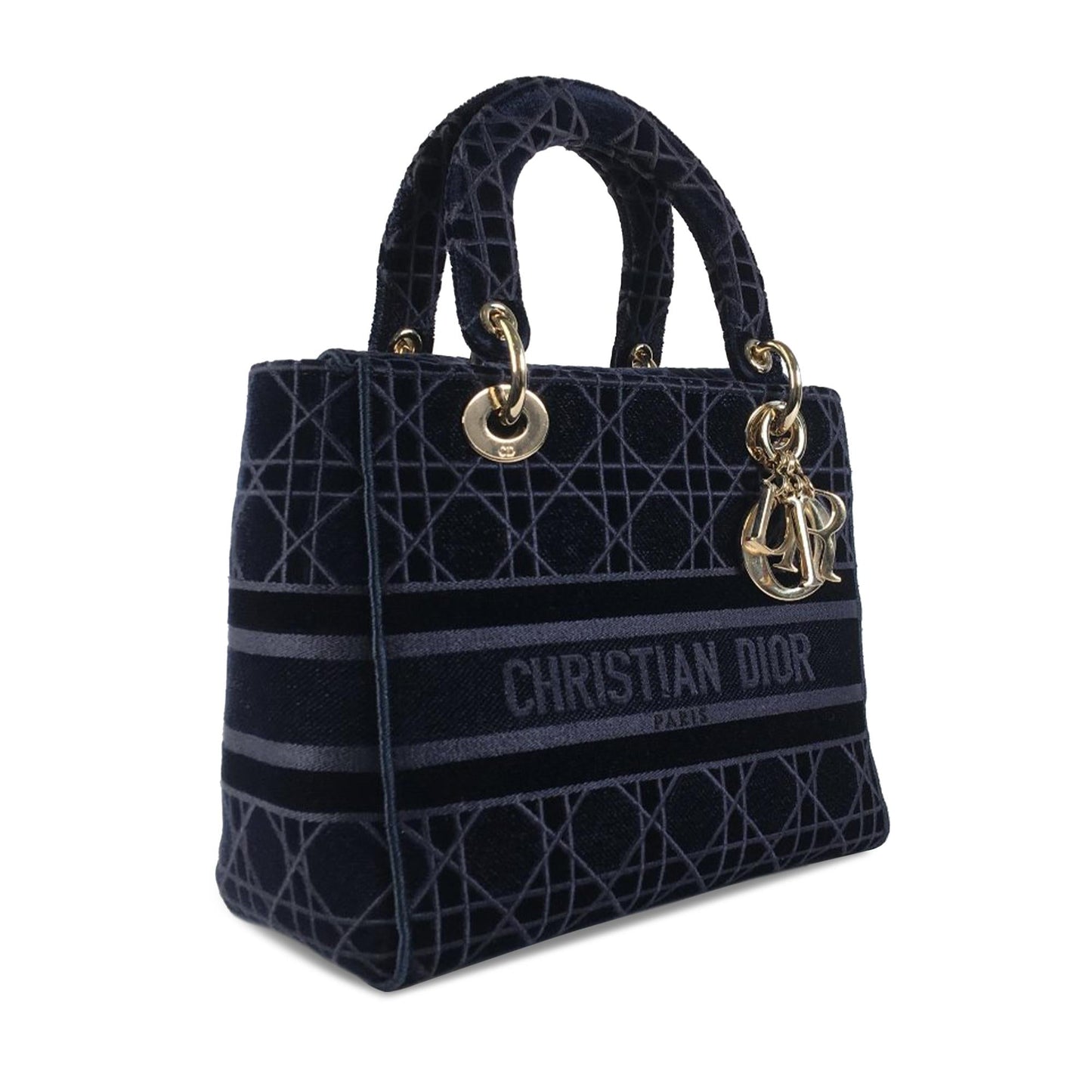 Dior Medium Cannage Velvet Lady D-Lite (SHG-2WUGyr)