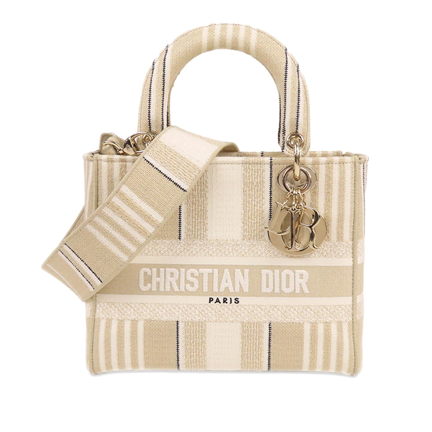 Dior Medium Canvas Striped Lady D-Lite (SHG-u2rP87)