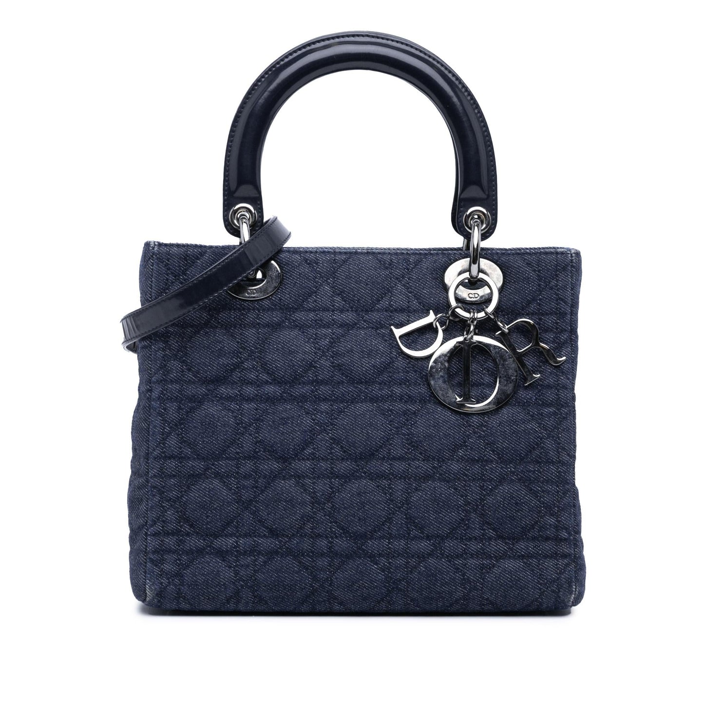 Dior Medium Denim Cannage Lady Dior (SHG-2A8wBQ)