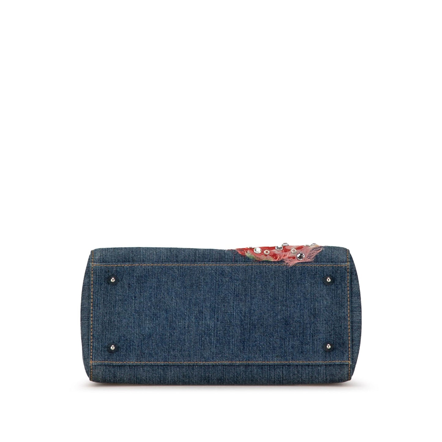 Dior Medium Denim Floral Embellished Lady Dior (SHG-9x1Q2j)