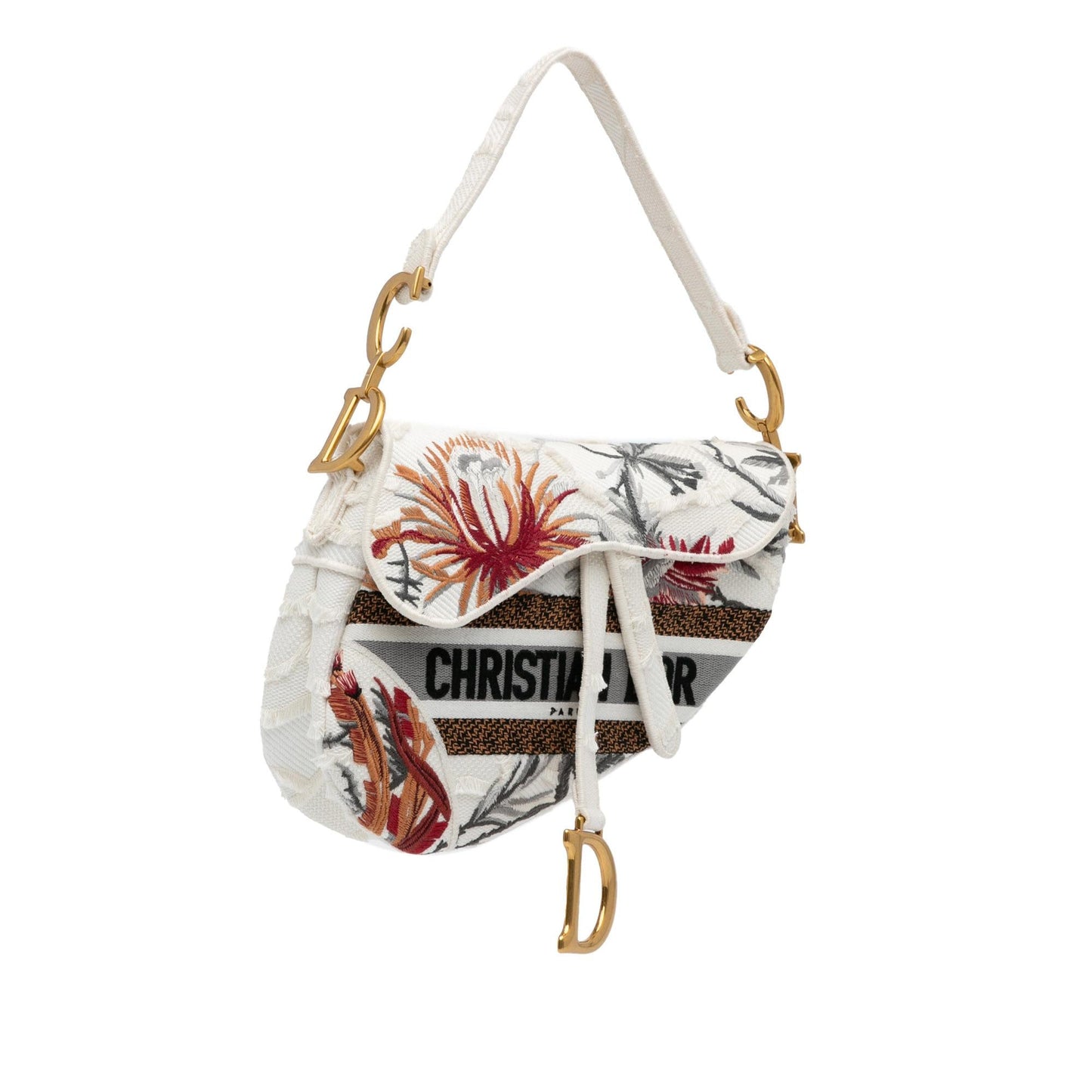 Dior Medium Embroidered Floral Saddle (SHG-E6zsDH)