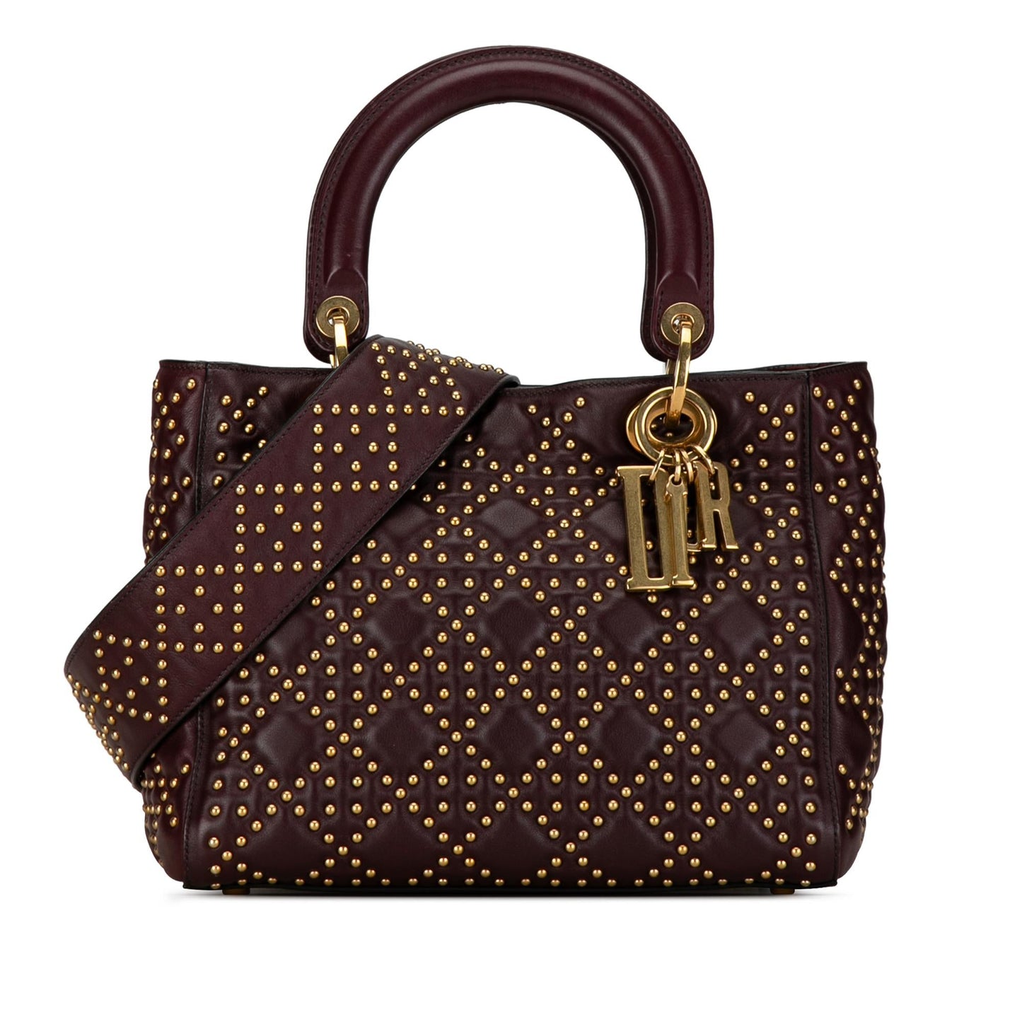Dior Medium Lambskin Cannage Studded Supple Lady Dior (SHG-DSgsrk)