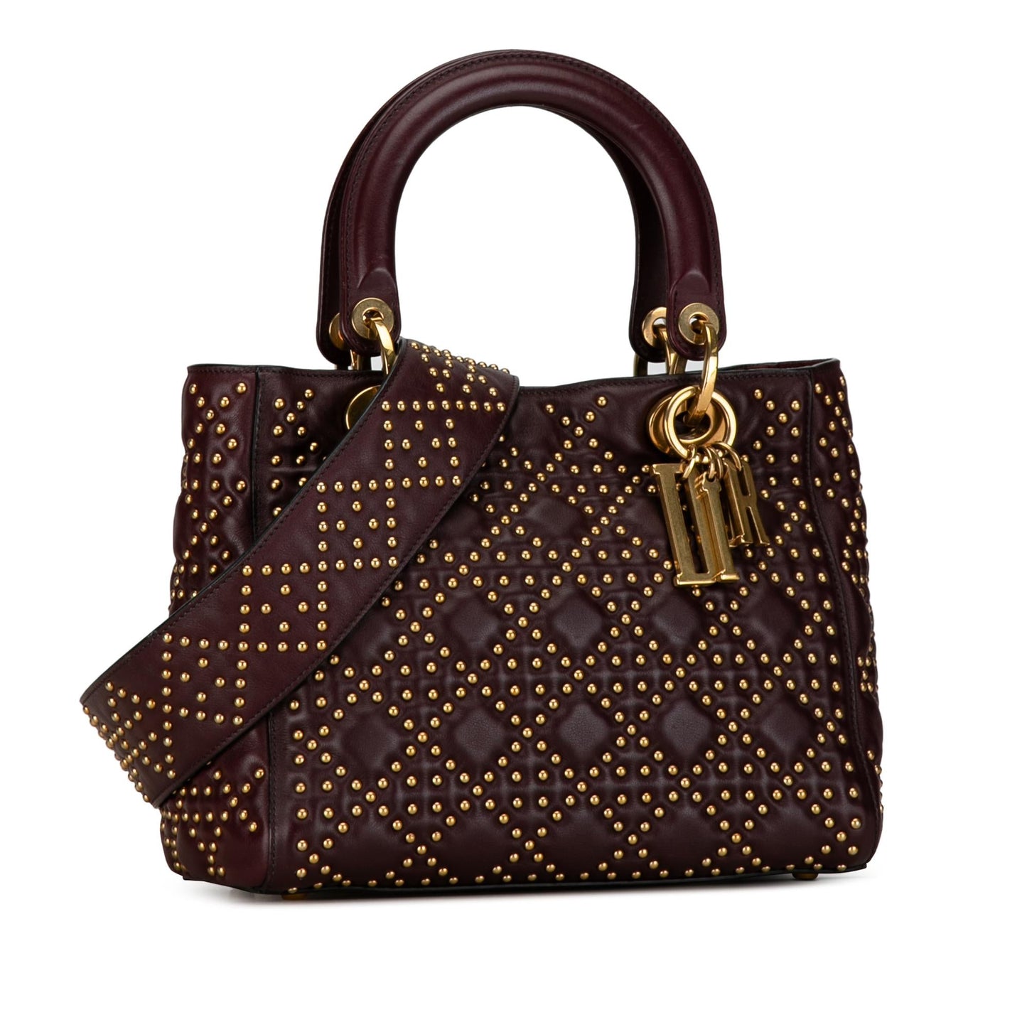 Dior Medium Lambskin Cannage Studded Supple Lady Dior (SHG-DSgsrk)