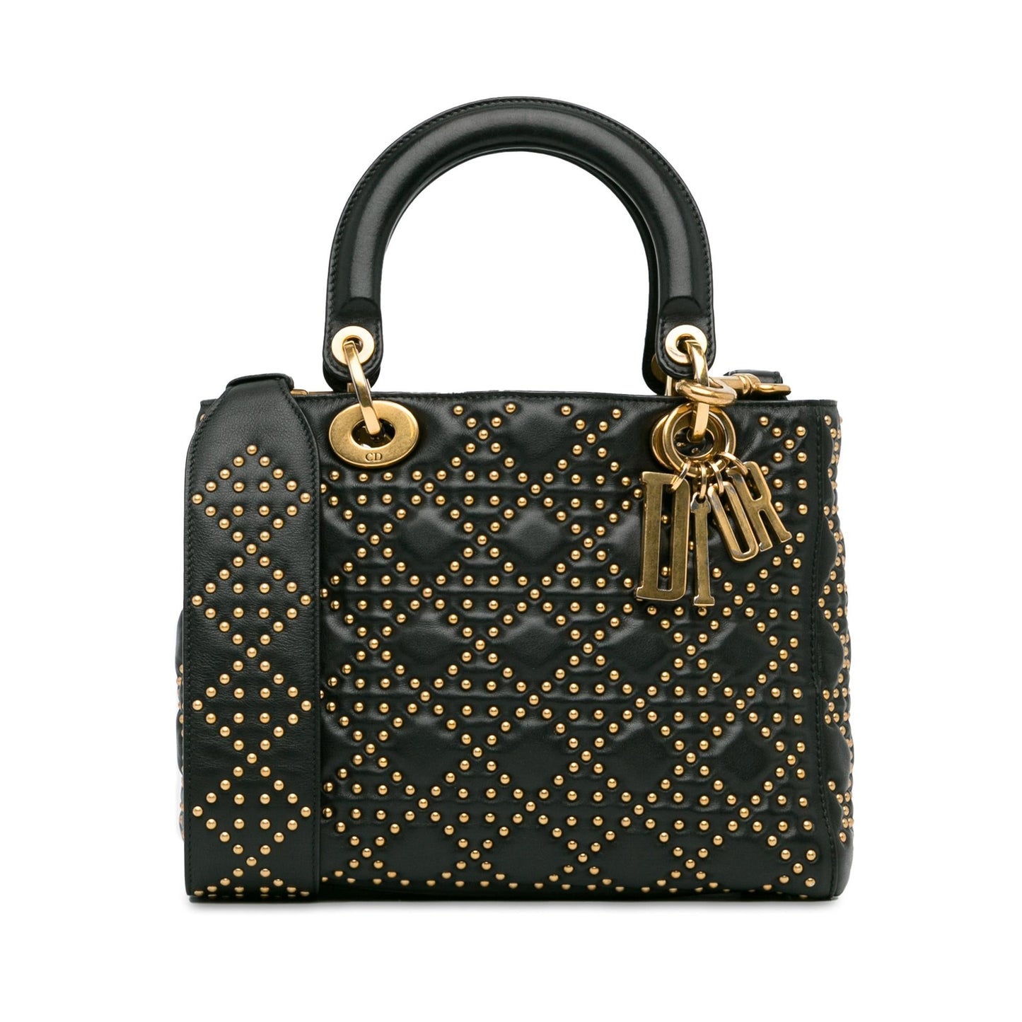 Dior Medium Lambskin Cannage Studded Supple Lady Dior (SHG-7OhNYd)