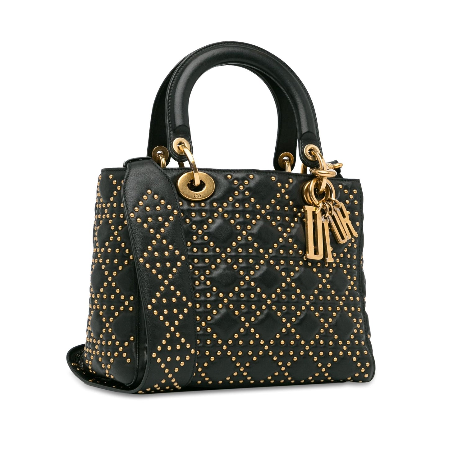 Dior Medium Lambskin Cannage Studded Supple Lady Dior (SHG-7OhNYd)
