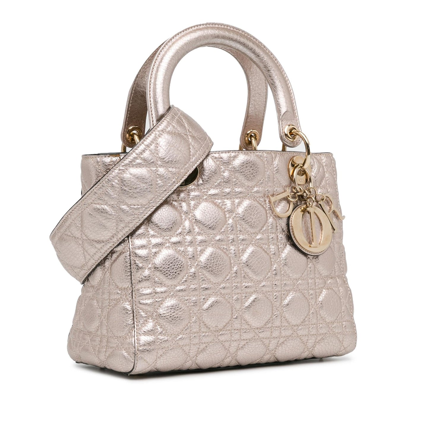 Dior Medium Metallic Calfskin Cannage Supple Lady Dior (SHG-fO005e)