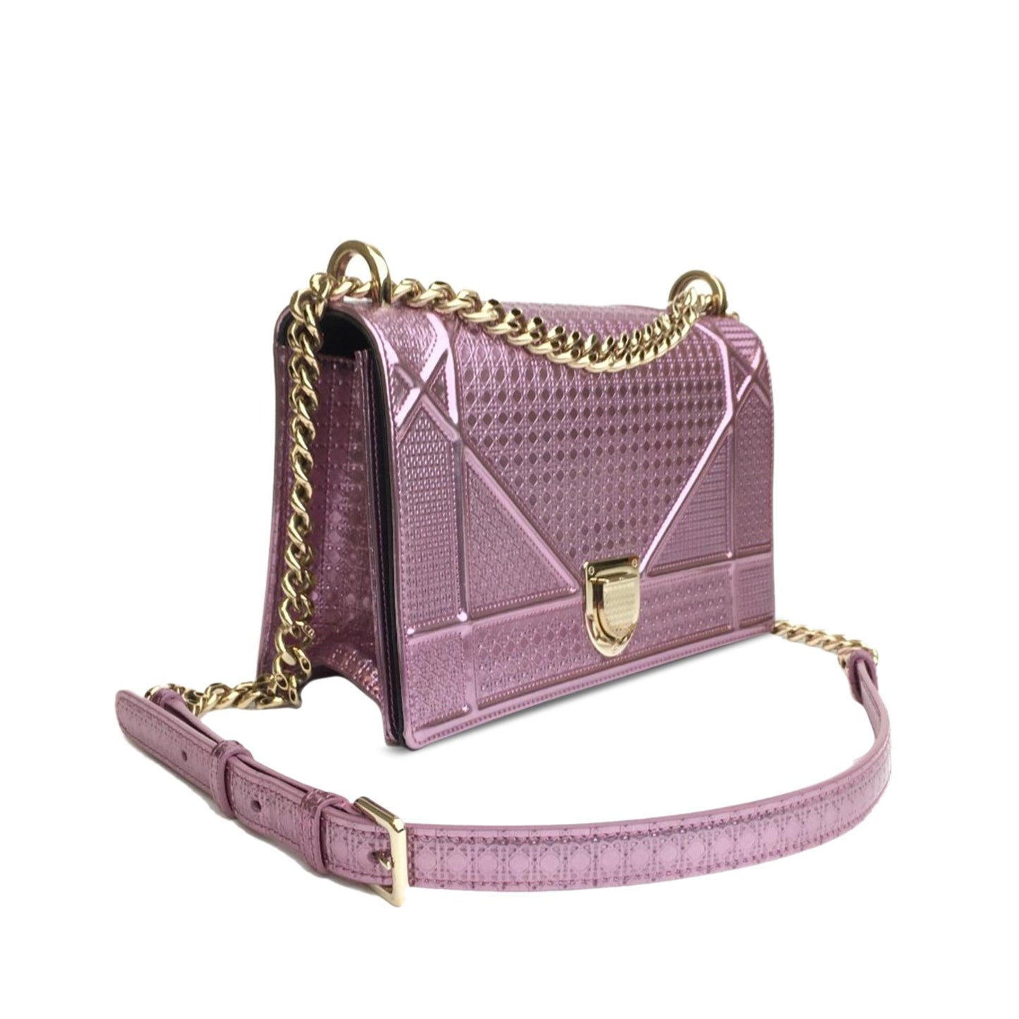 Dior Medium Metallic Patent Microcannage Diorama (SHG-7Dt5Sh)