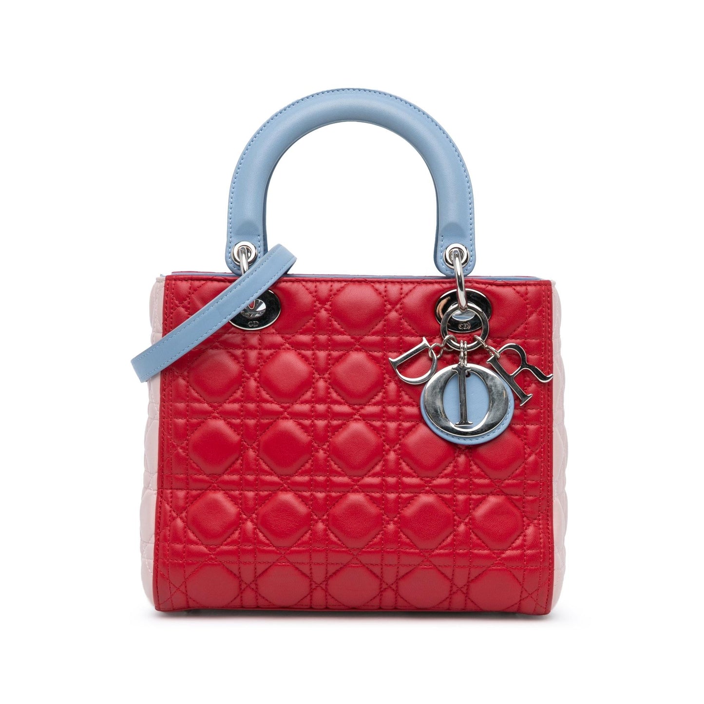Dior Medium Tricolor Lambskin Cannage Lady Dior (SHG-8M89jk)
