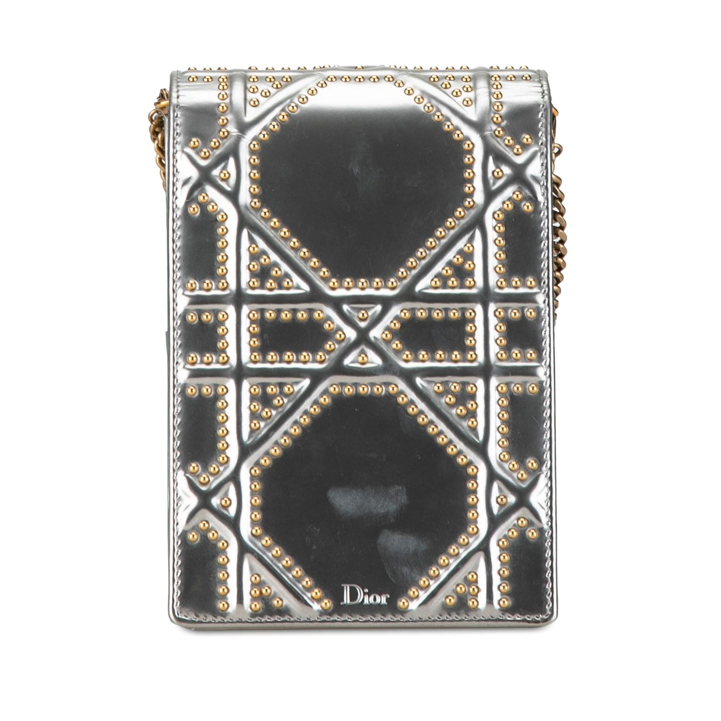Dior Metallic Studded Calfskin Vertical Diorama (SHG-qyuKTo)