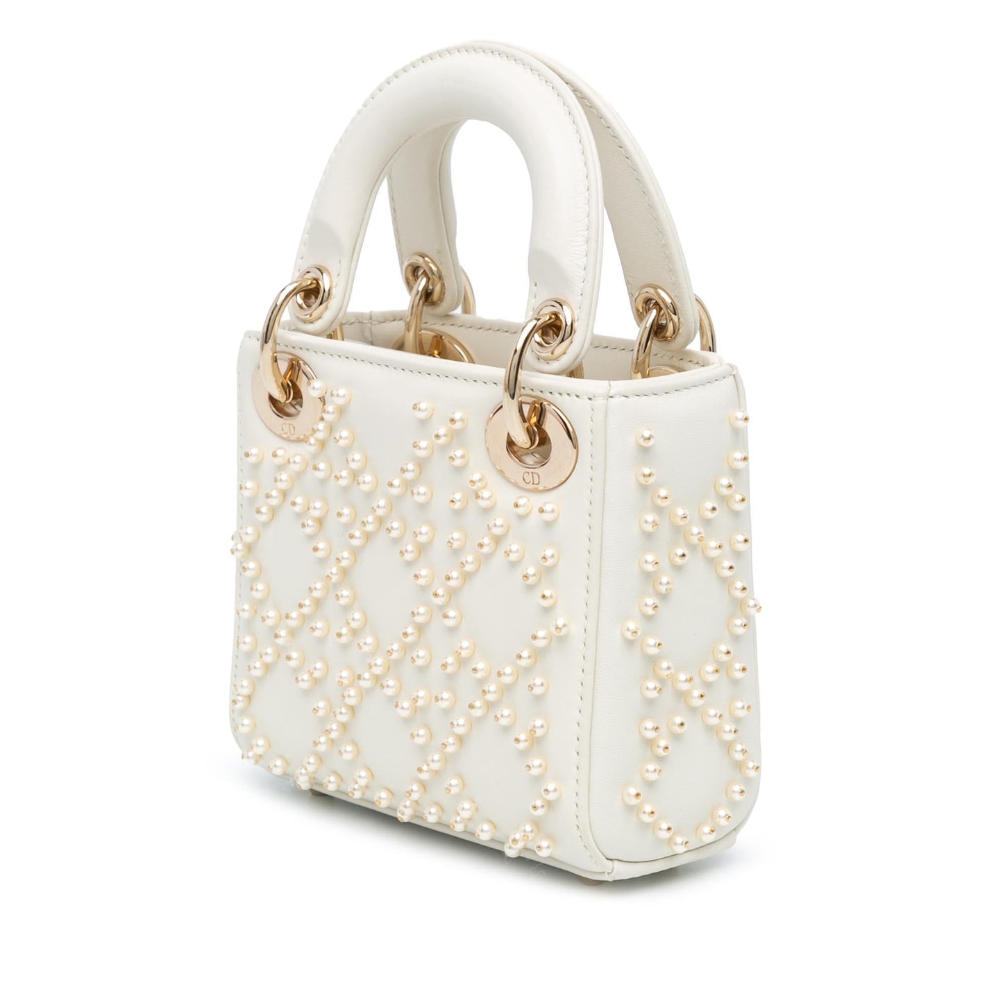 Dior Micro Lambskin Cannage Pearl Lady Dior (SHG-Y2mIaH)