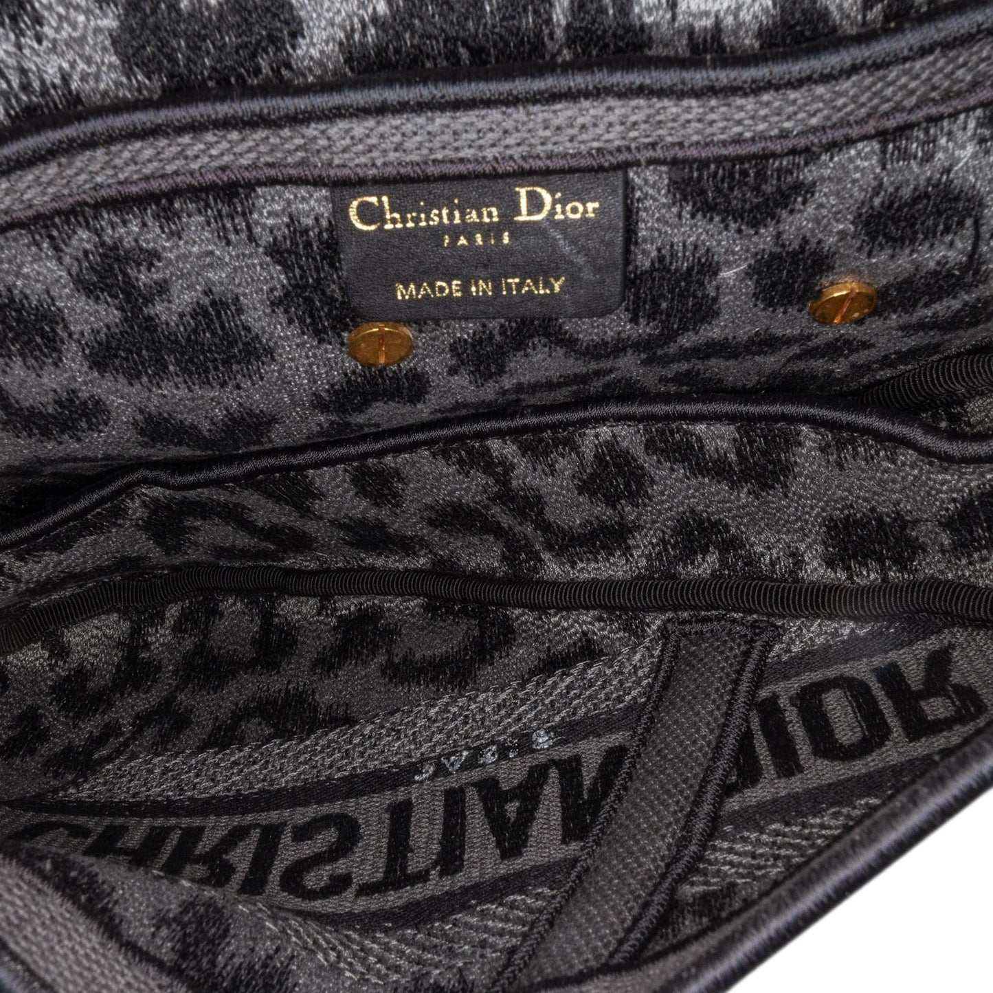 Dior Mizza Embroidered Canvas Leopard Saddle Bag (SHG-i47PZo)