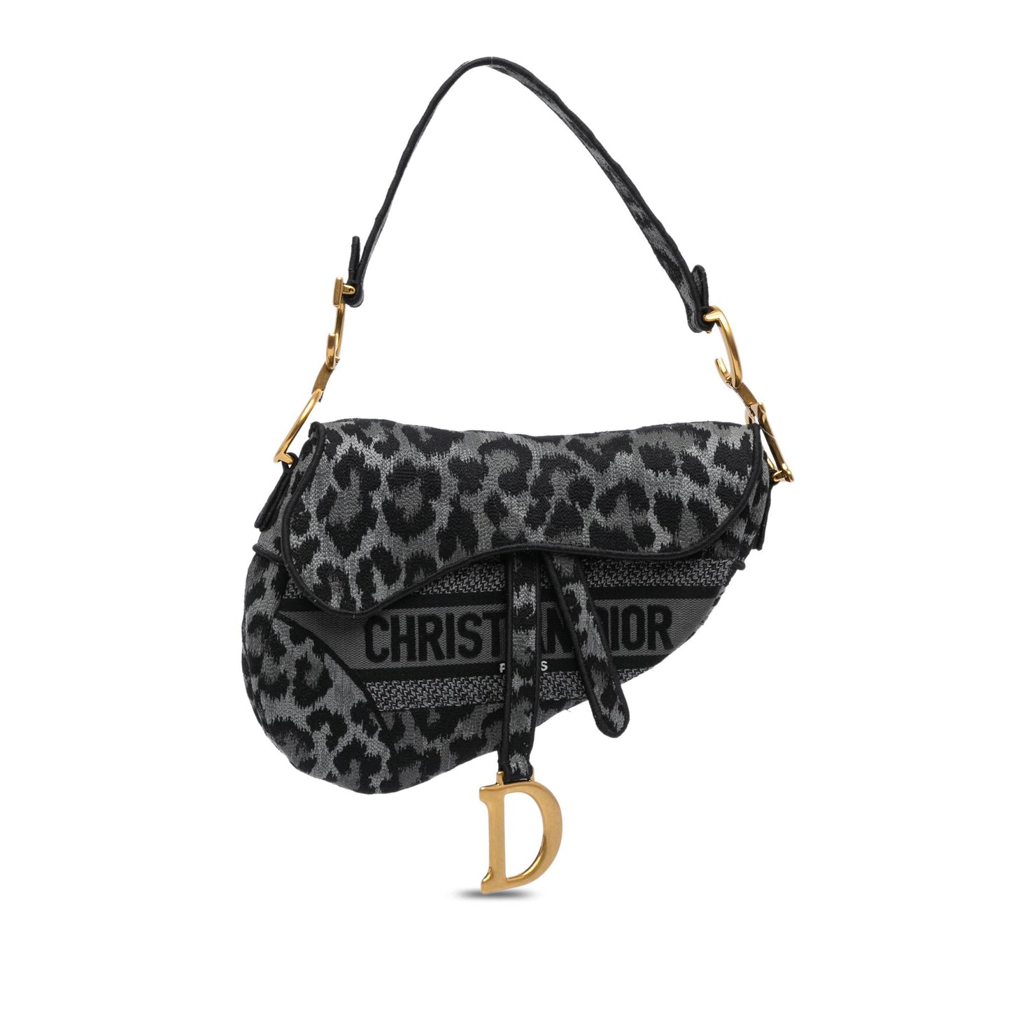 Dior Mizza Embroidered Canvas Leopard Saddle Bag (SHG-i47PZo)