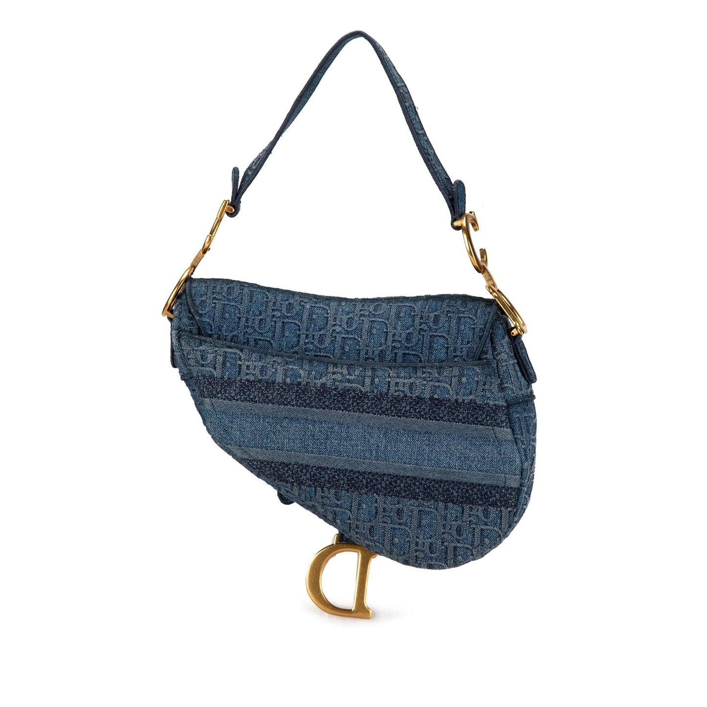 Dior Oblique Denim Saddle Bag (SHG-byX9EU)