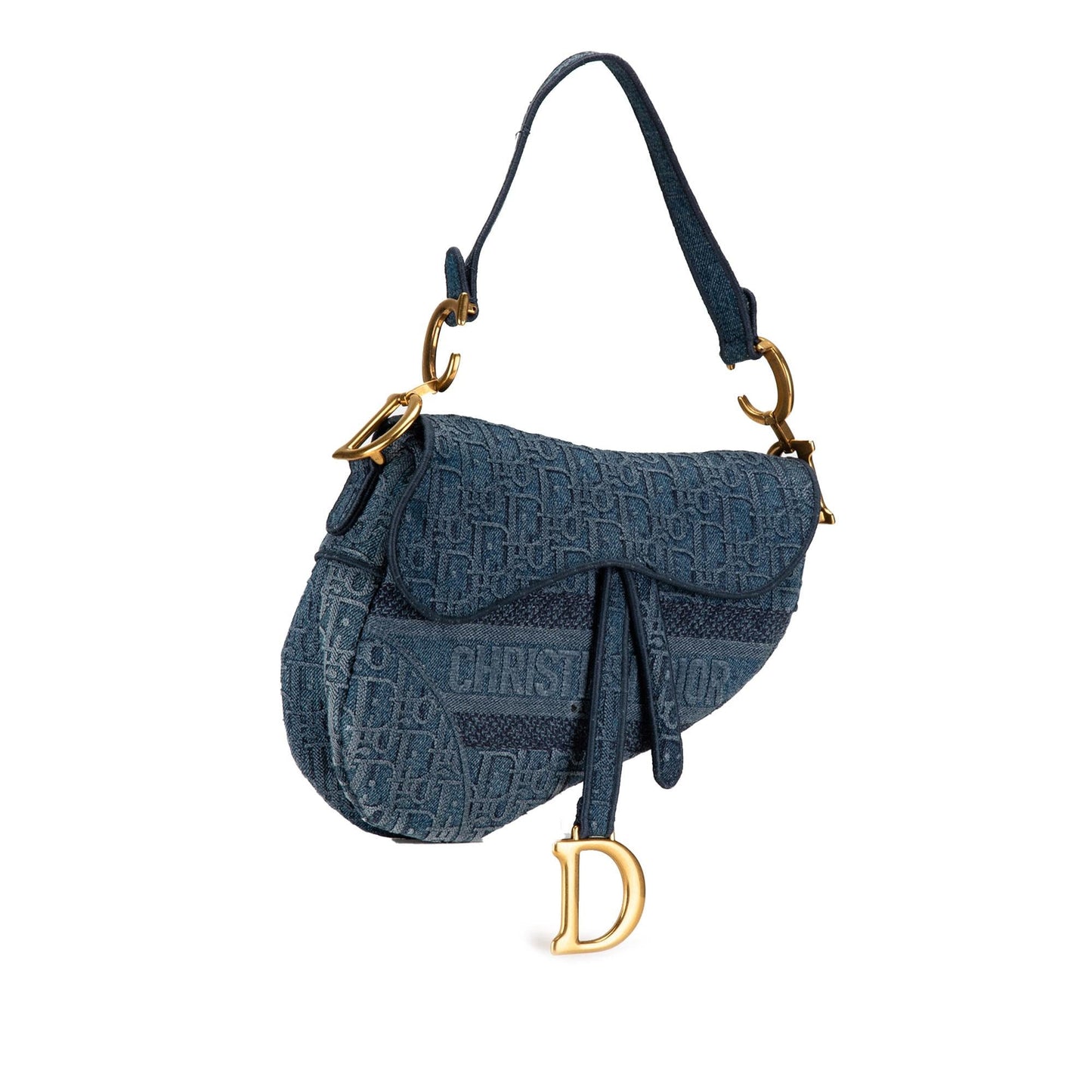 Dior Oblique Denim Saddle Bag (SHG-byX9EU)