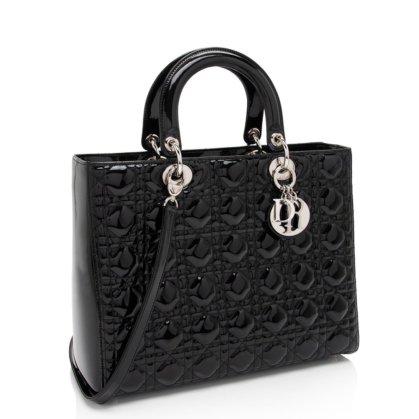 Dior Patent Leather Lady Dior Large Tote (SHF-DomNwp)