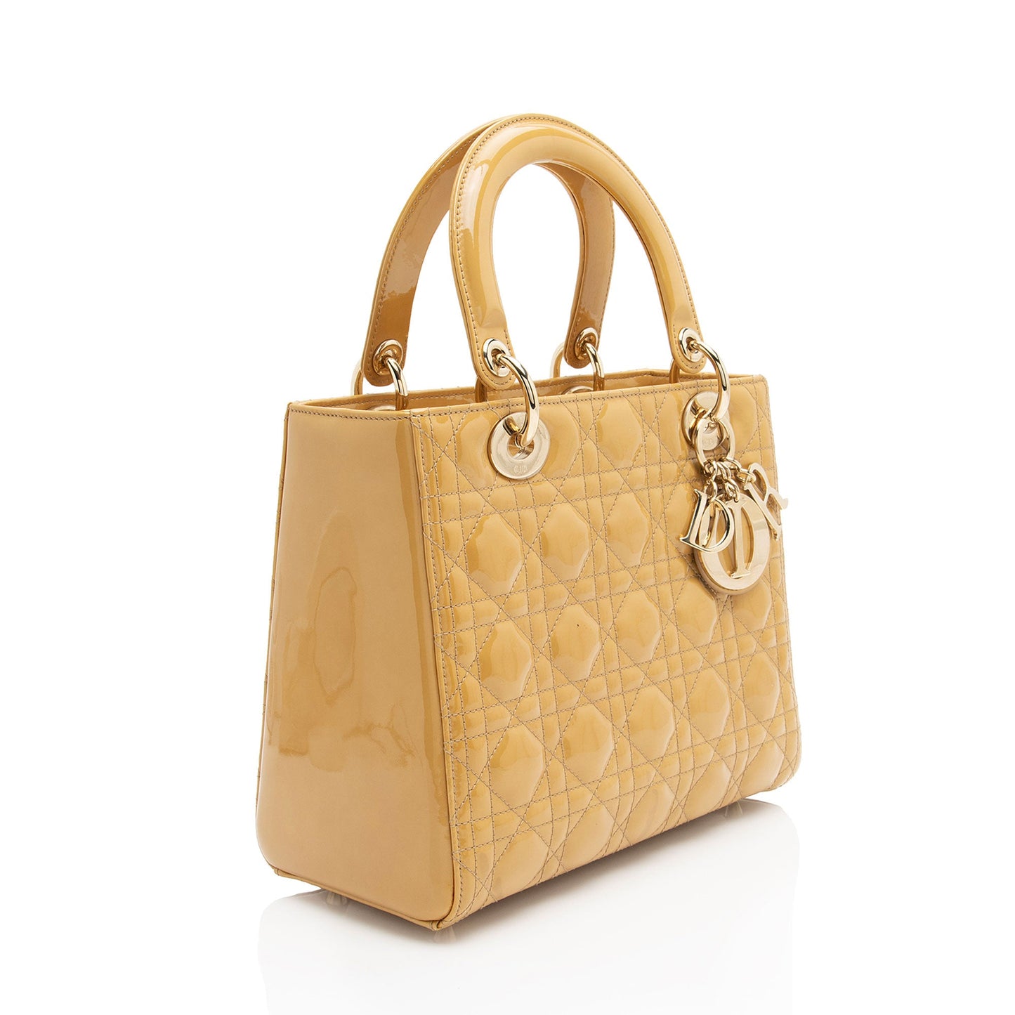 Dior Patent Leather Lady Dior Medium Tote (SHF-PF9eaq)