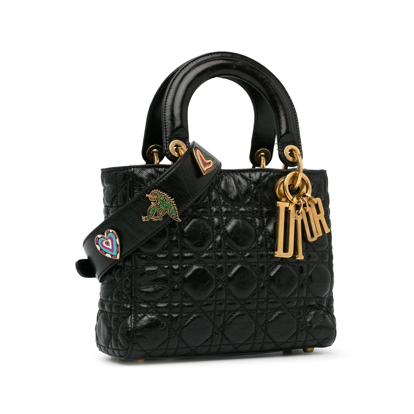 Dior Small Crinkled Patent Cannage Lucky Badges My Lady Dior (SHG-TnrBf0)
