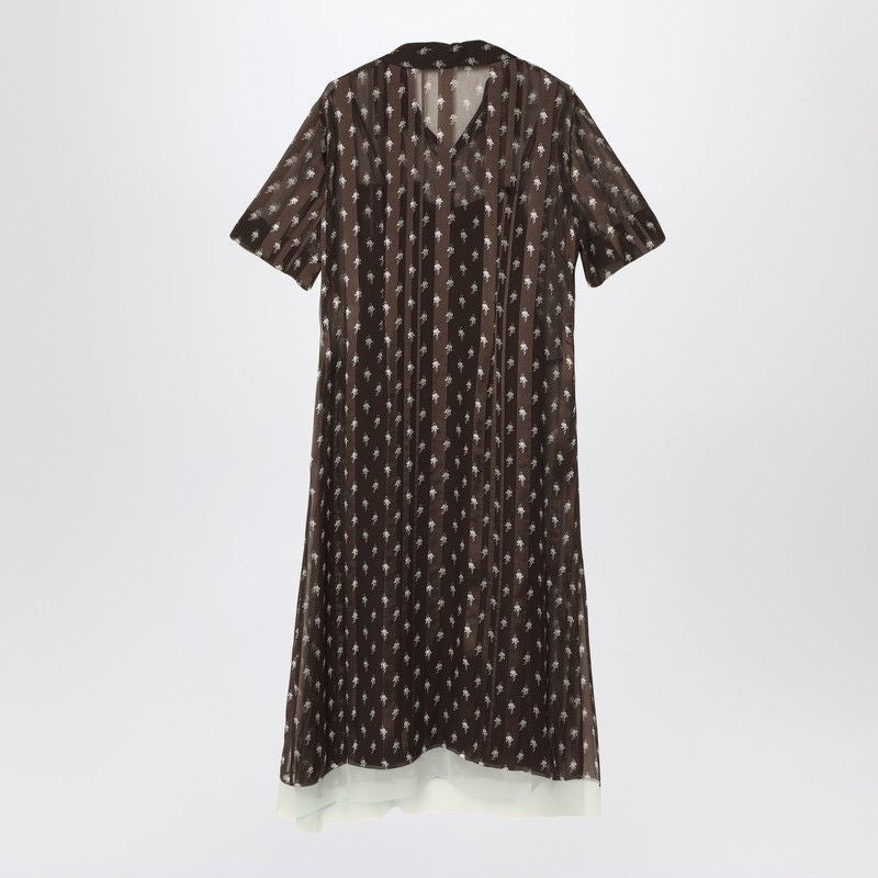 FENDI Chiffon Chemisier Dress with Floral Pattern