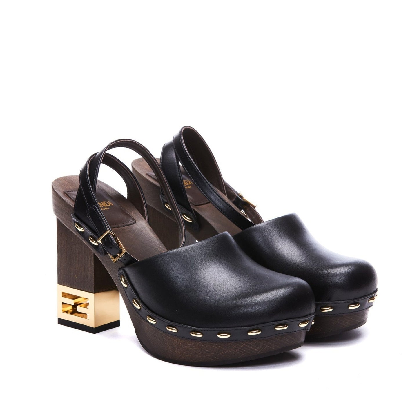 FENDI Decorative Heel Leather Pumps 9.5 cm