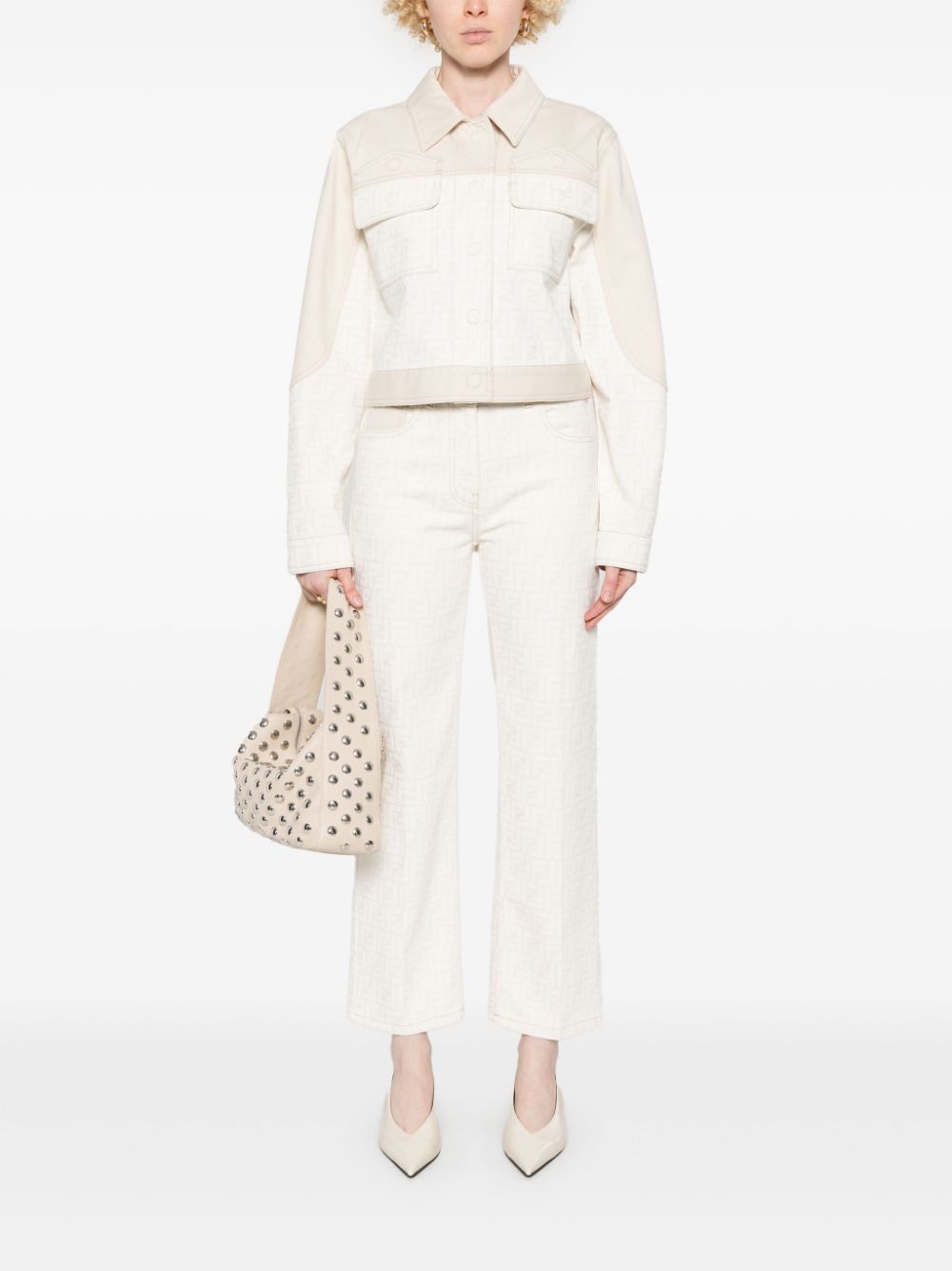 FENDI Women's Crop Denim Jacket with FF Inserts