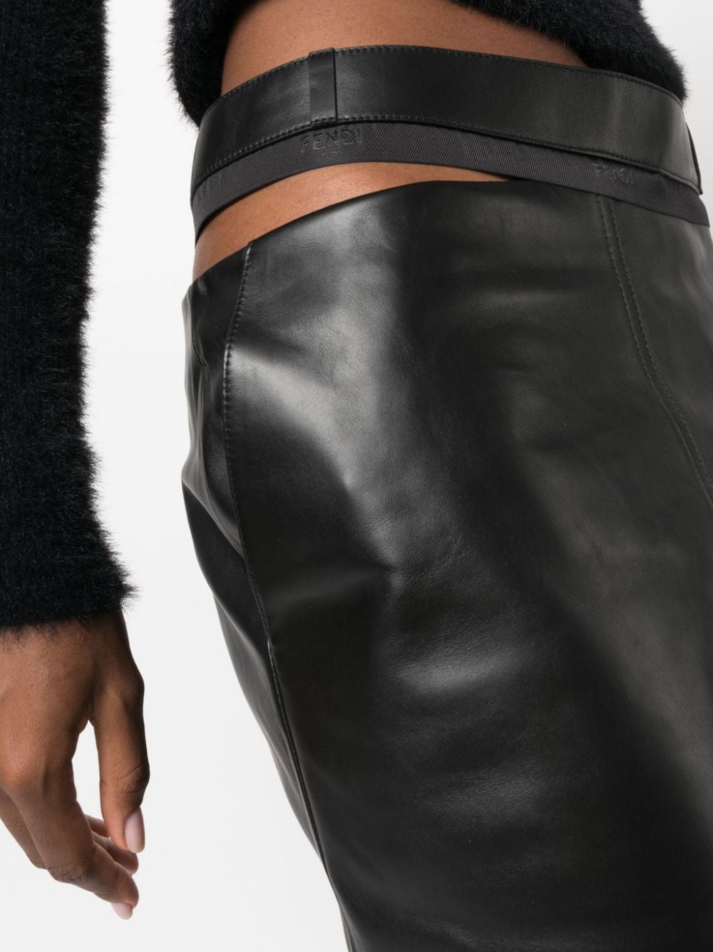 FENDI Slim Fit Leather Skirt - Size 42