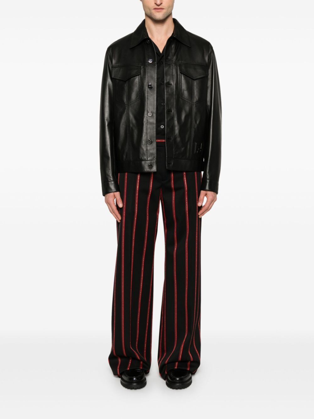 FENDI Embossed FF Patch Nappa Leather Blouson Jacket