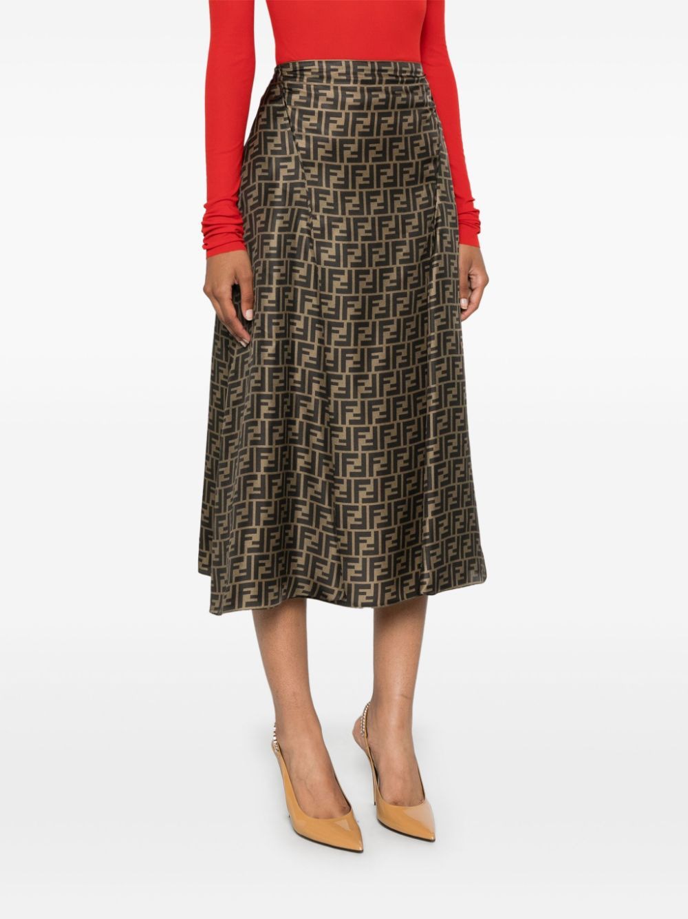 FENDI Embroidered Mini Silk Skirt