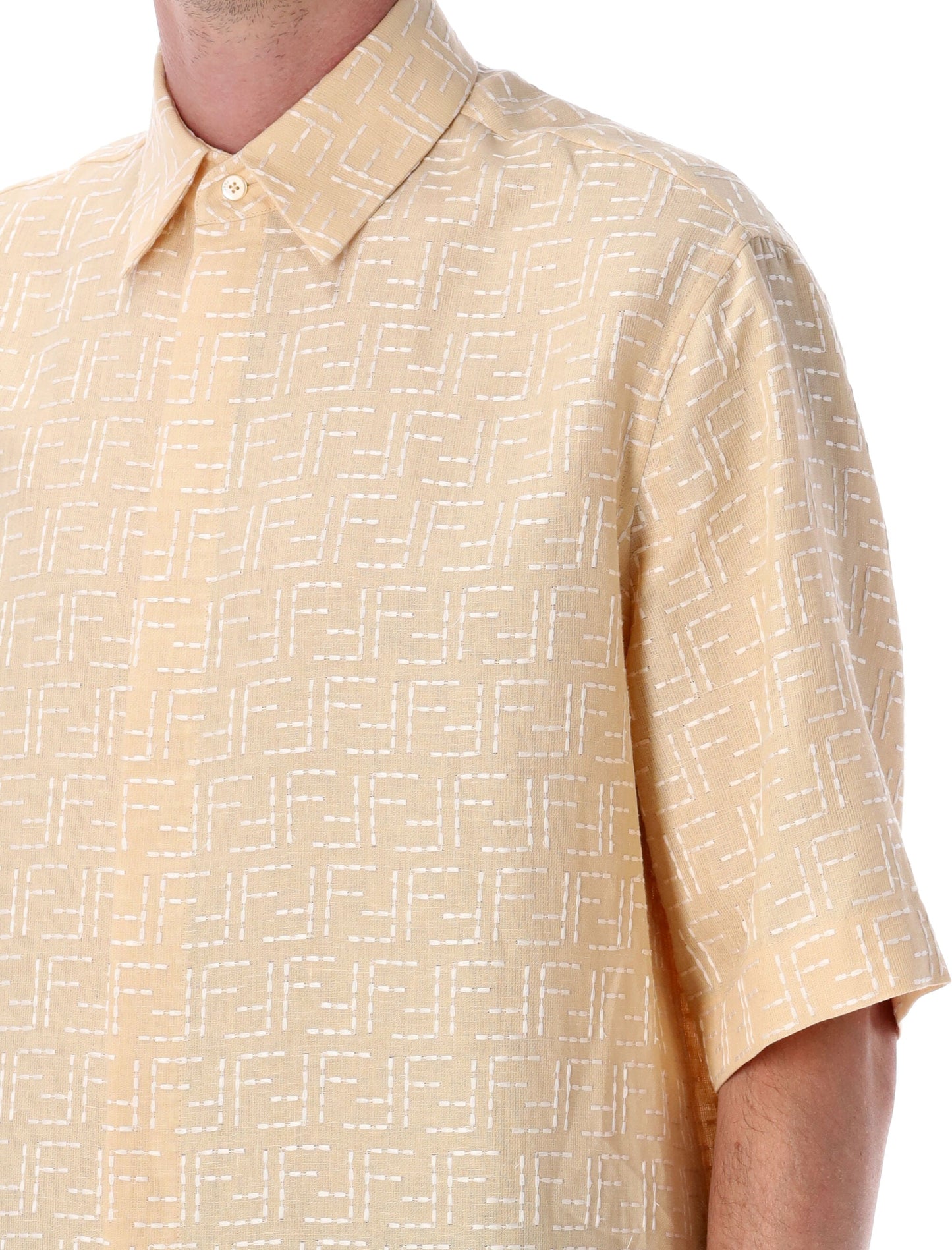 FENDI Oversize Short Sleeve Jacquard Shirt - Size M