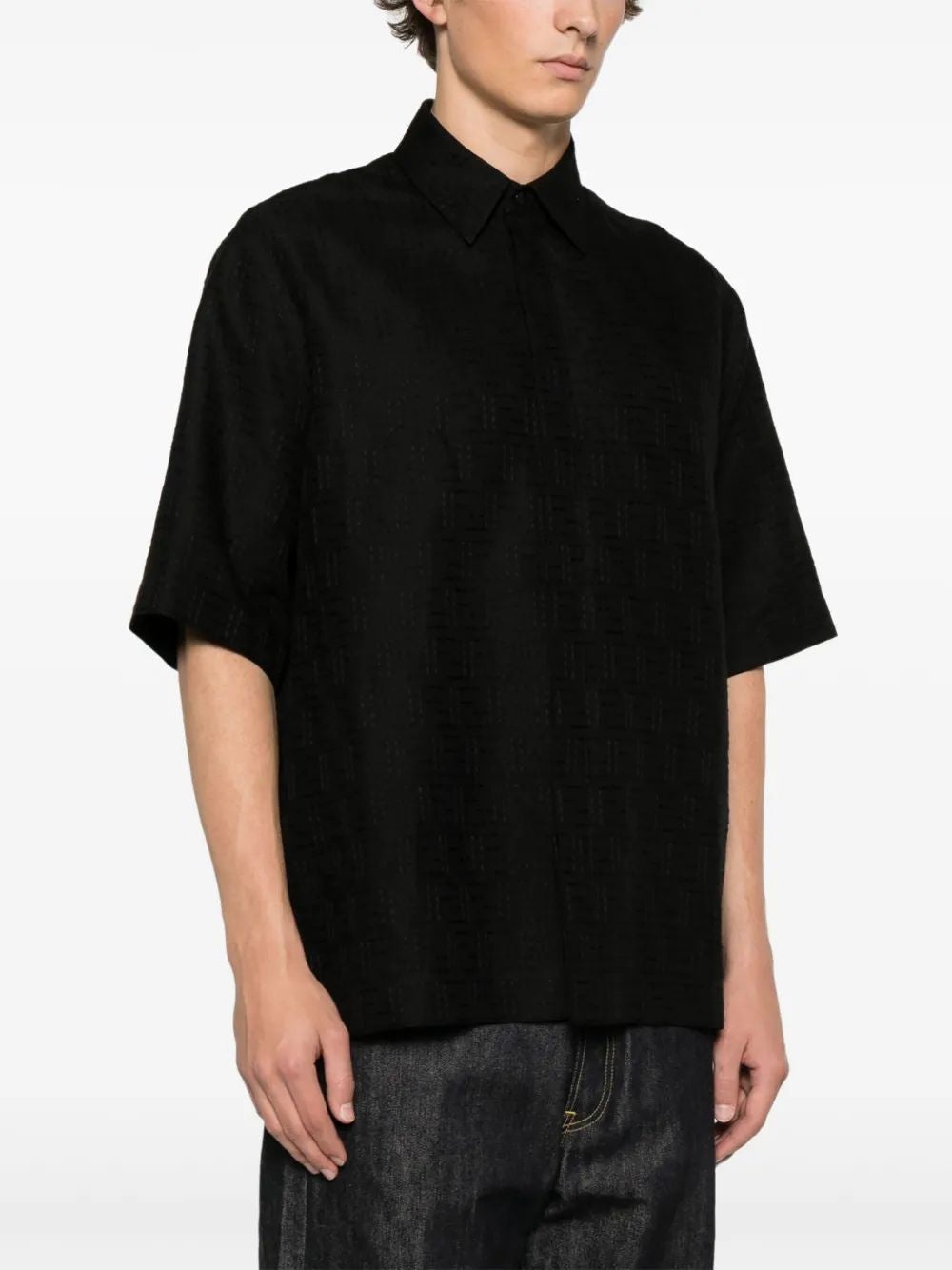 FENDI Men's Linen Blend Jacquard Shirt - SS25 Collection