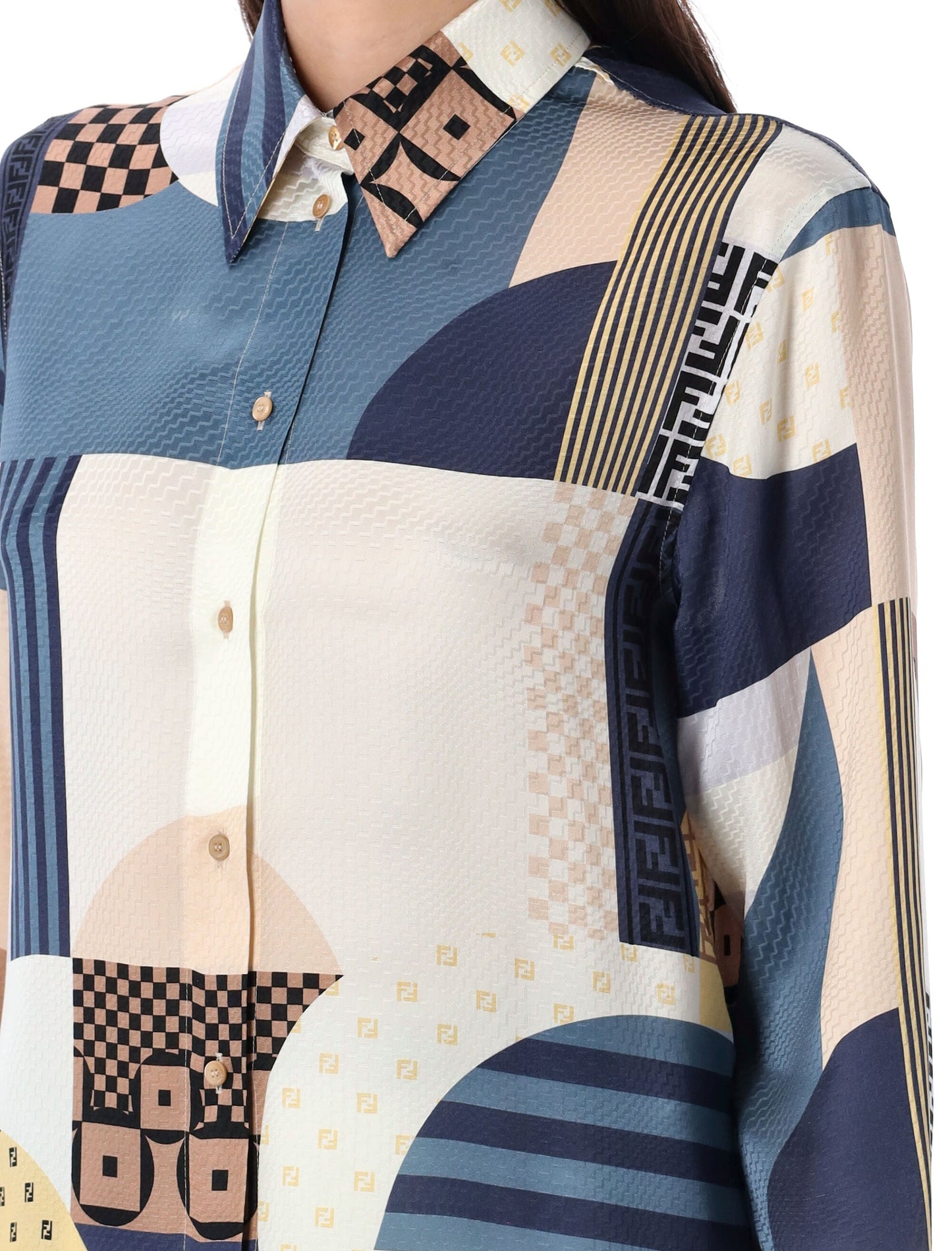 FENDI Silk Shirt with Classic Collar for Women