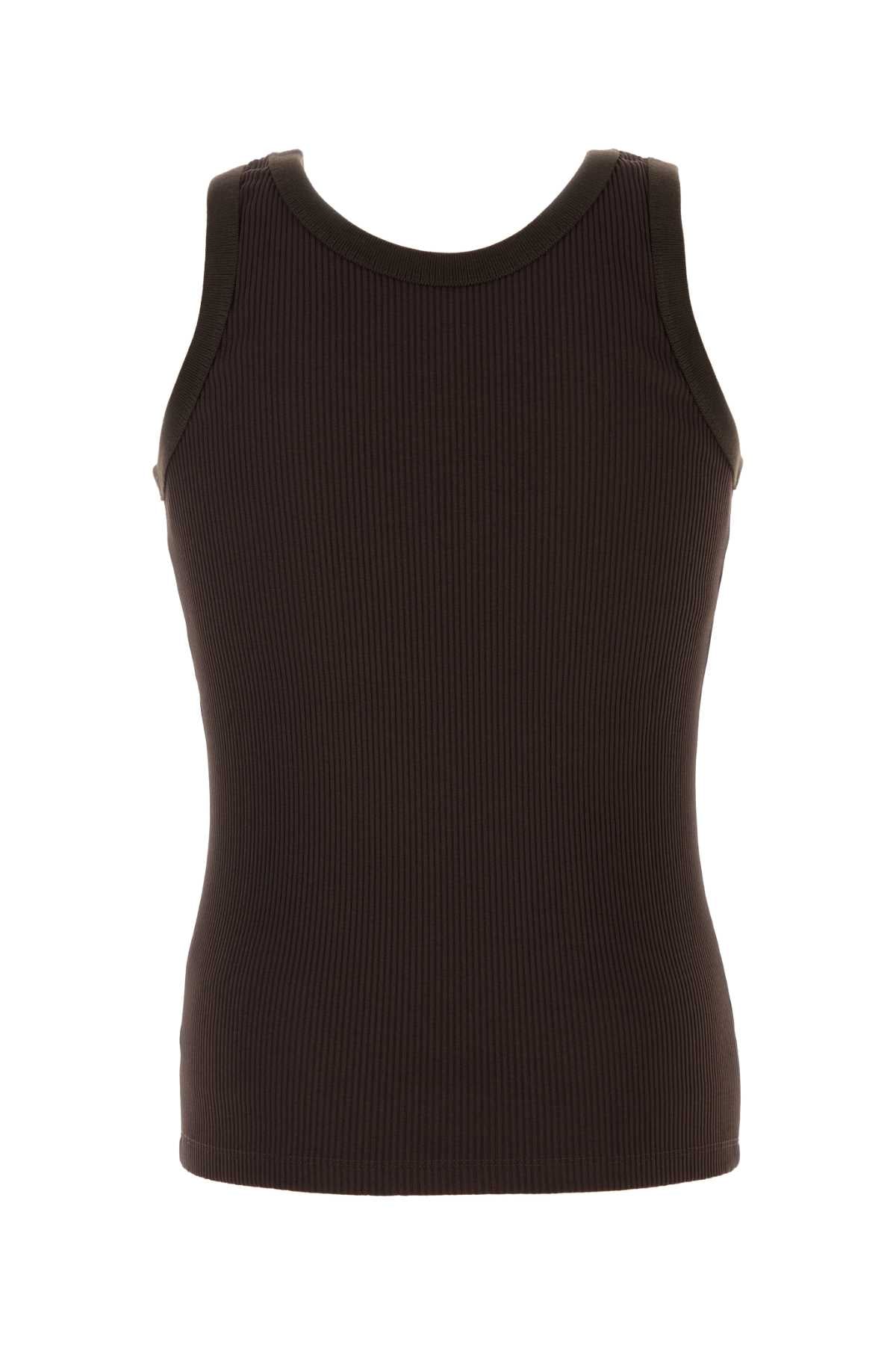 FENDI Men's Stretch Nylon Tank Top with Ribbed Design and Club Crest