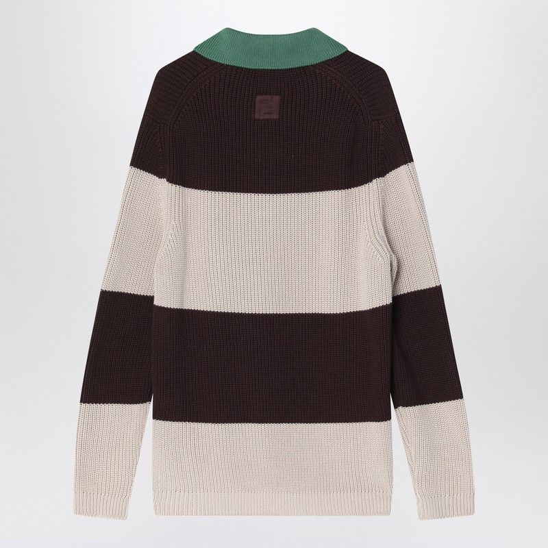 FENDI Knit Cotton Polo Shirt with Stripes - SS25
