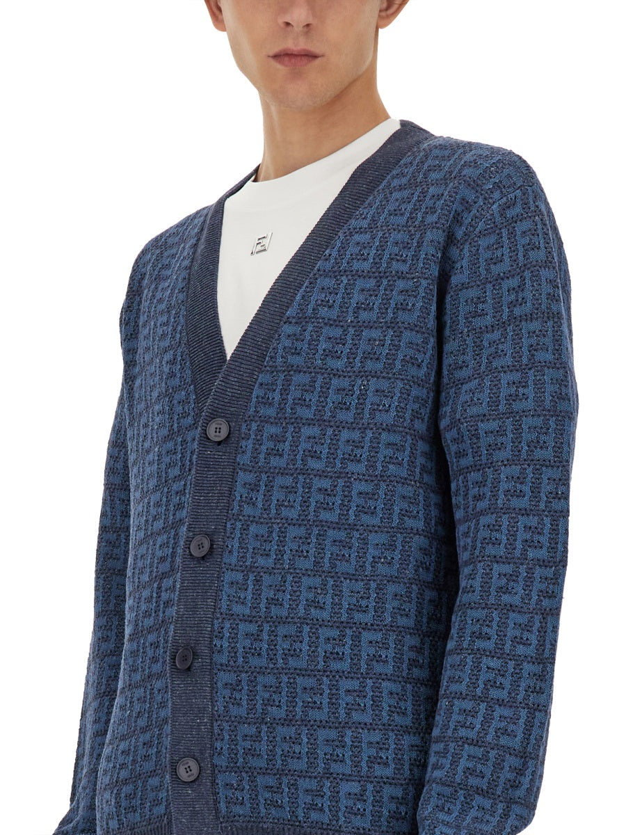 FENDI Linen Cotton Blend Cardigan - Size 48