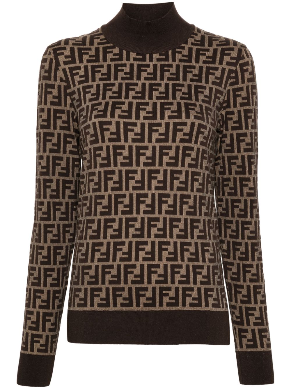 FENDI High-Neck Jacquard Sweater