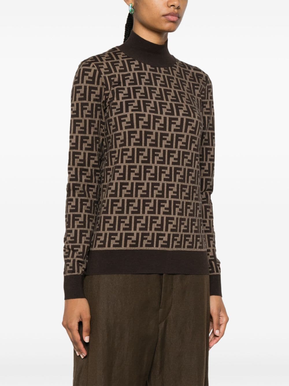 FENDI High-Neck Jacquard Sweater