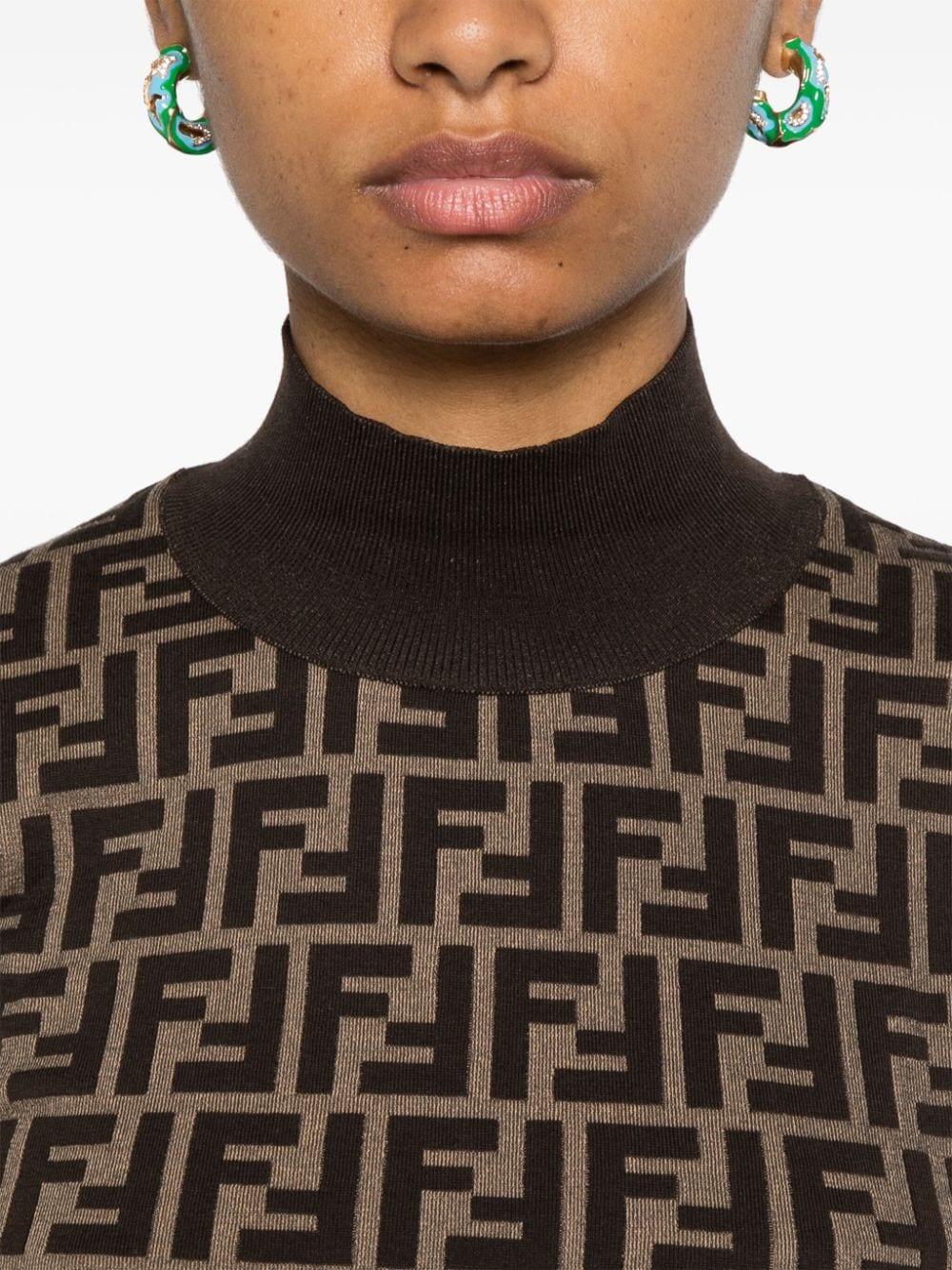 FENDI High-Neck Jacquard Sweater