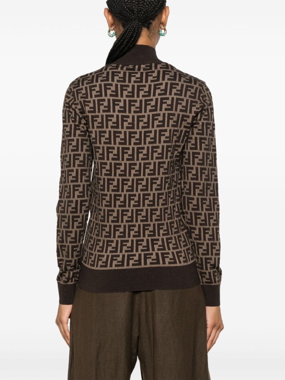 FENDI High-Neck Jacquard Sweater