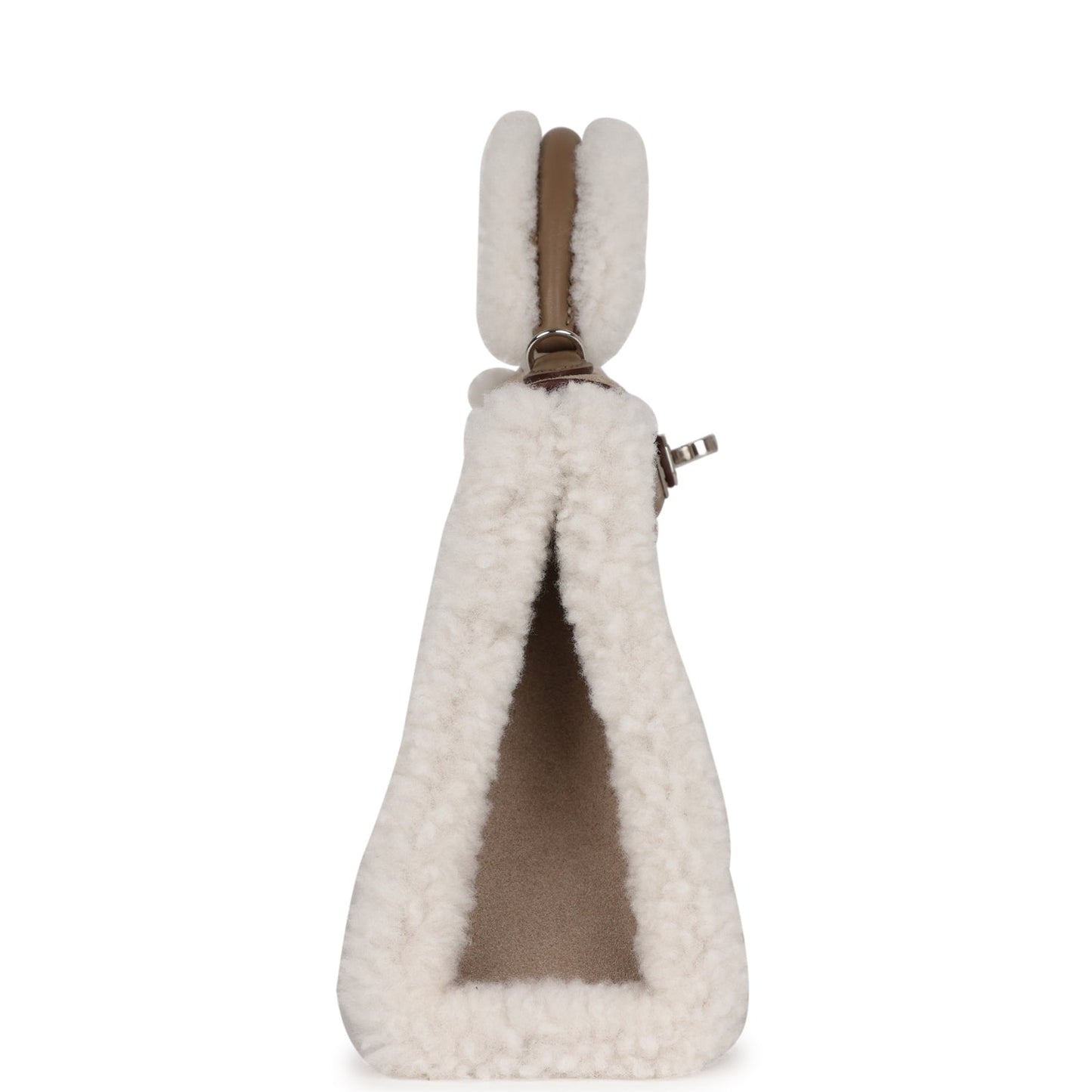 Hermes Teddy Kelly 20 Etoupe Shearling and Swift Palladium Hardware
