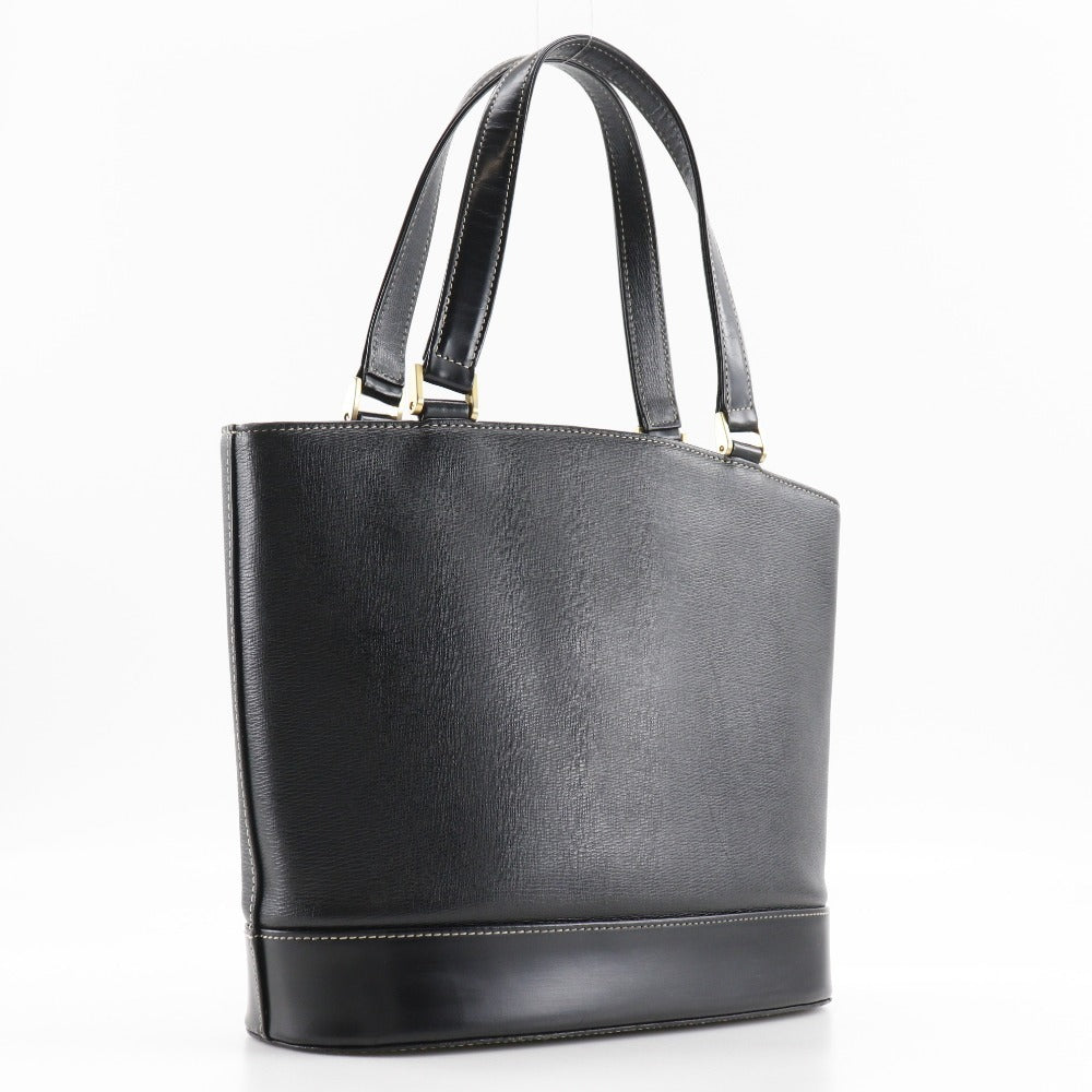Burberry Calf Logo Plate Tote Handbag Black