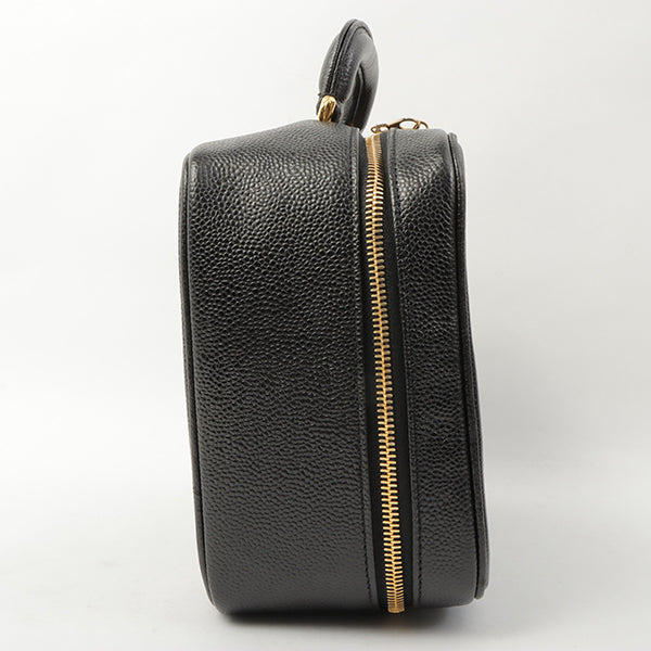 Chanel Around 1997 Made Caviar Skin Cc Mark Stitch 2Way Vanity Black
