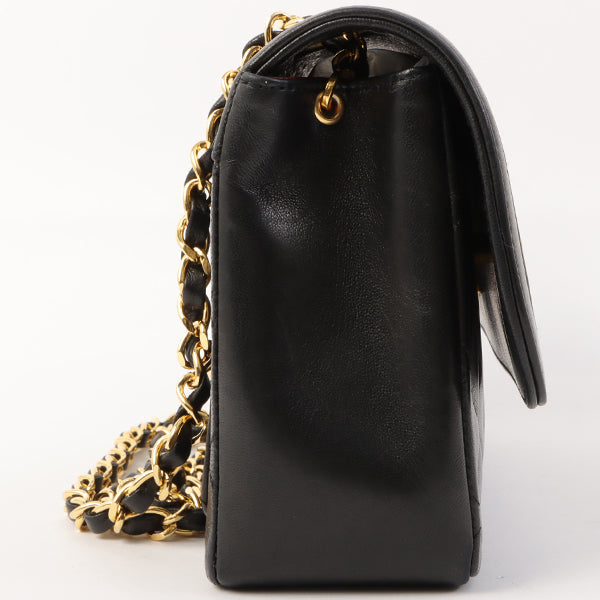 Chanel Around 1990 Made Design Flap Turn-Lock Chain Bag With Pouch Black