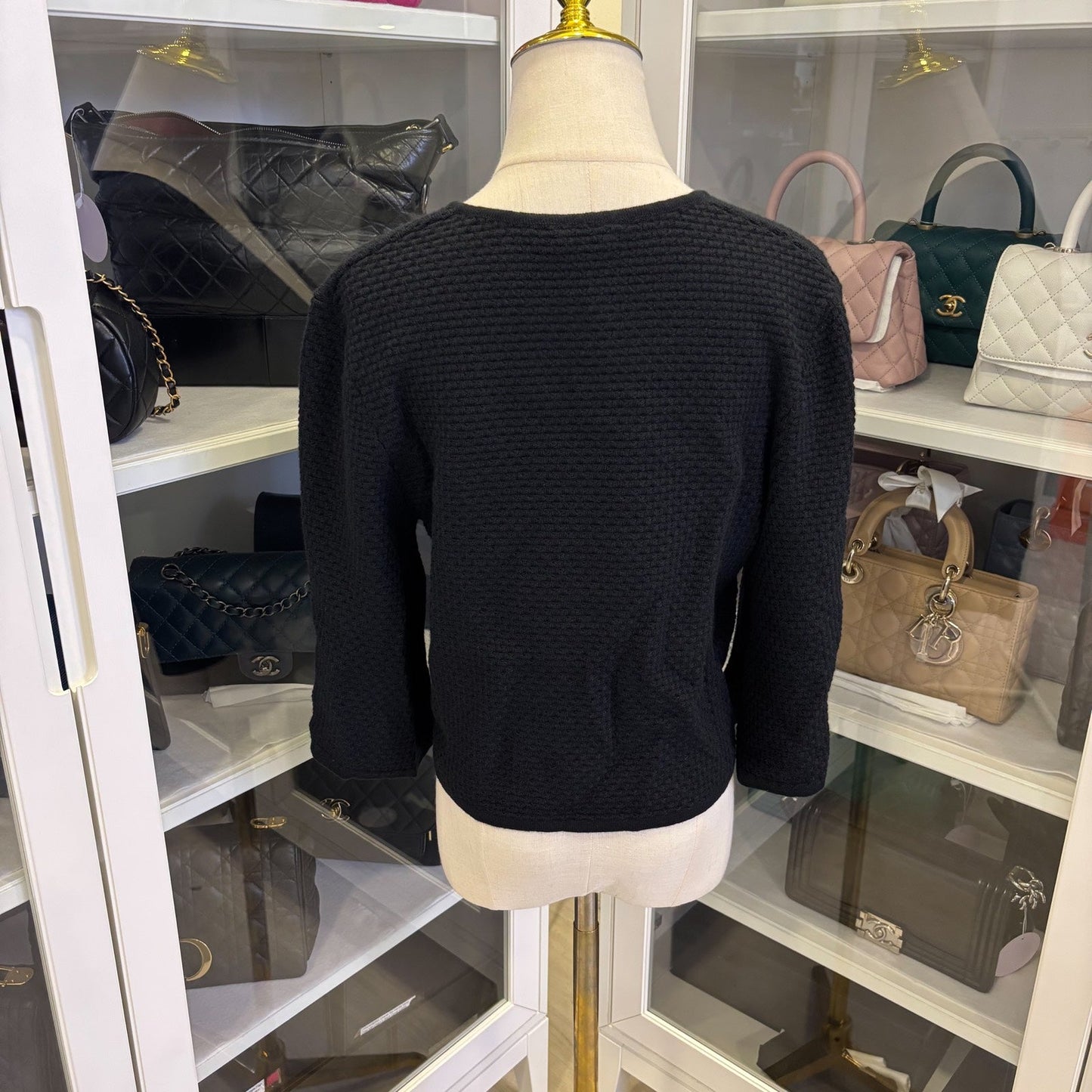 Chanel 25P Cape Cardigan in Black Viscose and mere Sz 36