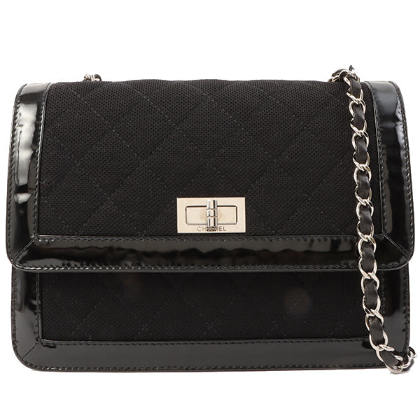 Chanel Around 2000 Made Canvas Patent Combination 2.55 Chain Shoulder Bag Black