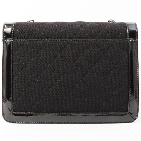 Chanel Around 2000 Made Canvas Patent Combination 2.55 Chain Shoulder Bag Black