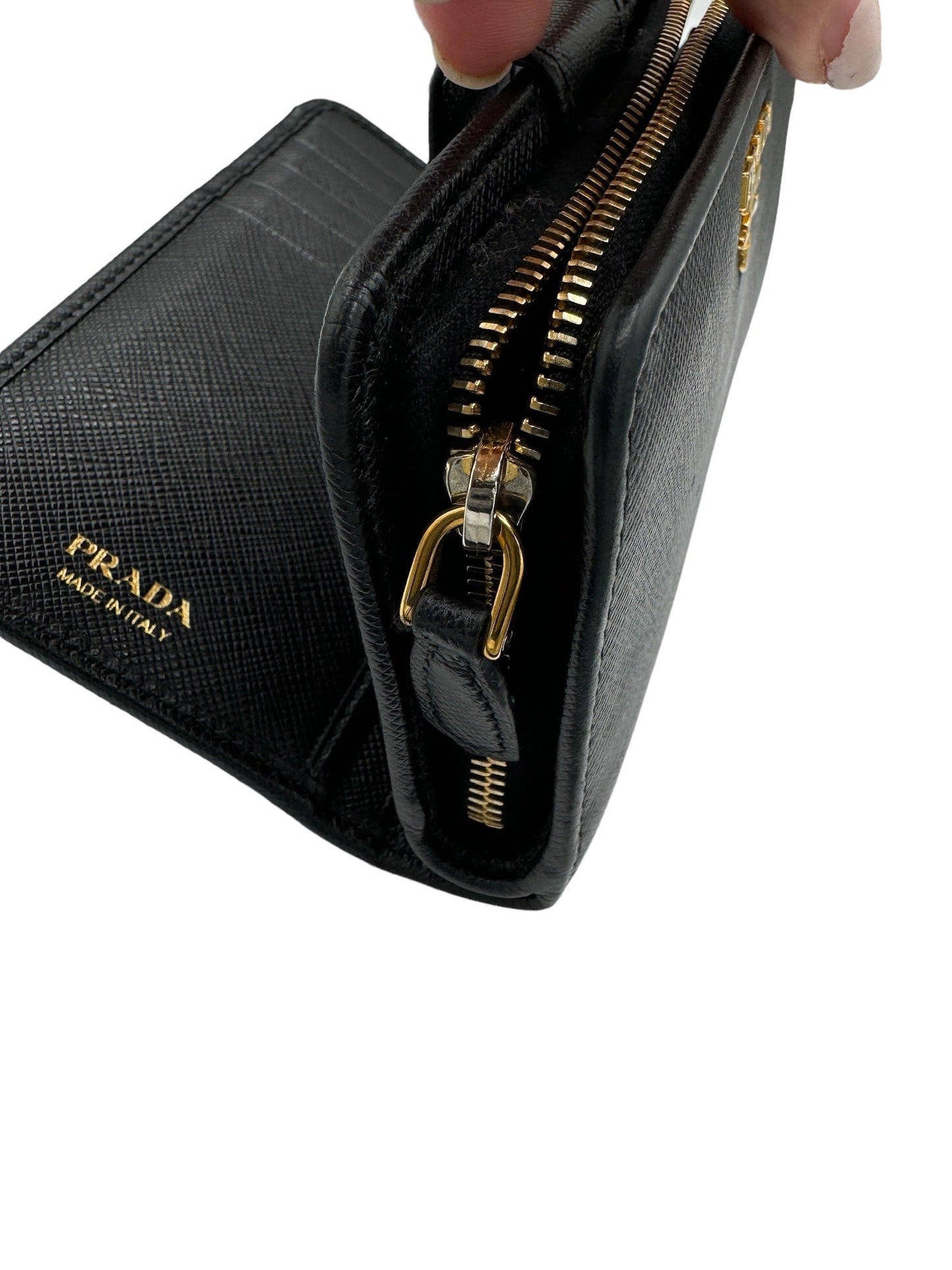 PRADA - Bifold Wallet Black Saffiano Metal Leather