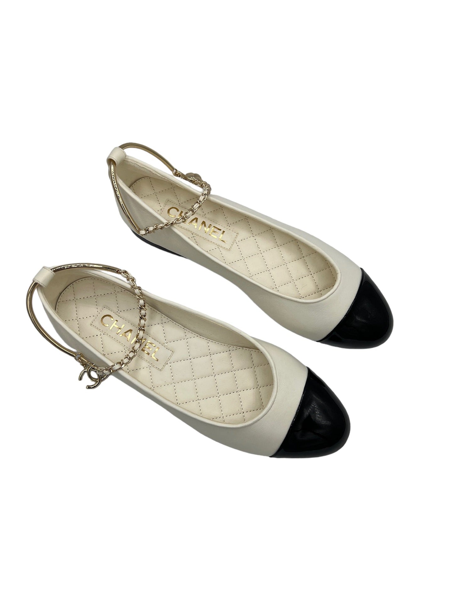 CHANEL - White Patent Ballerina Shoes