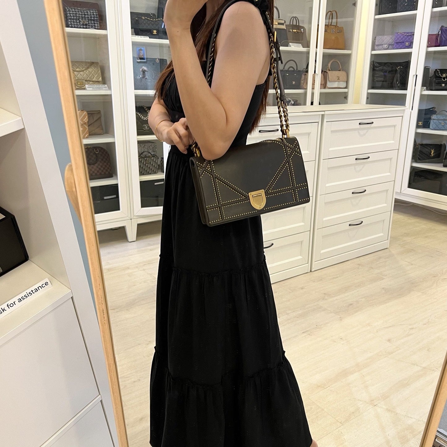 Dior Diorama Shoulder Bag in Dark Brown Leather and GHW