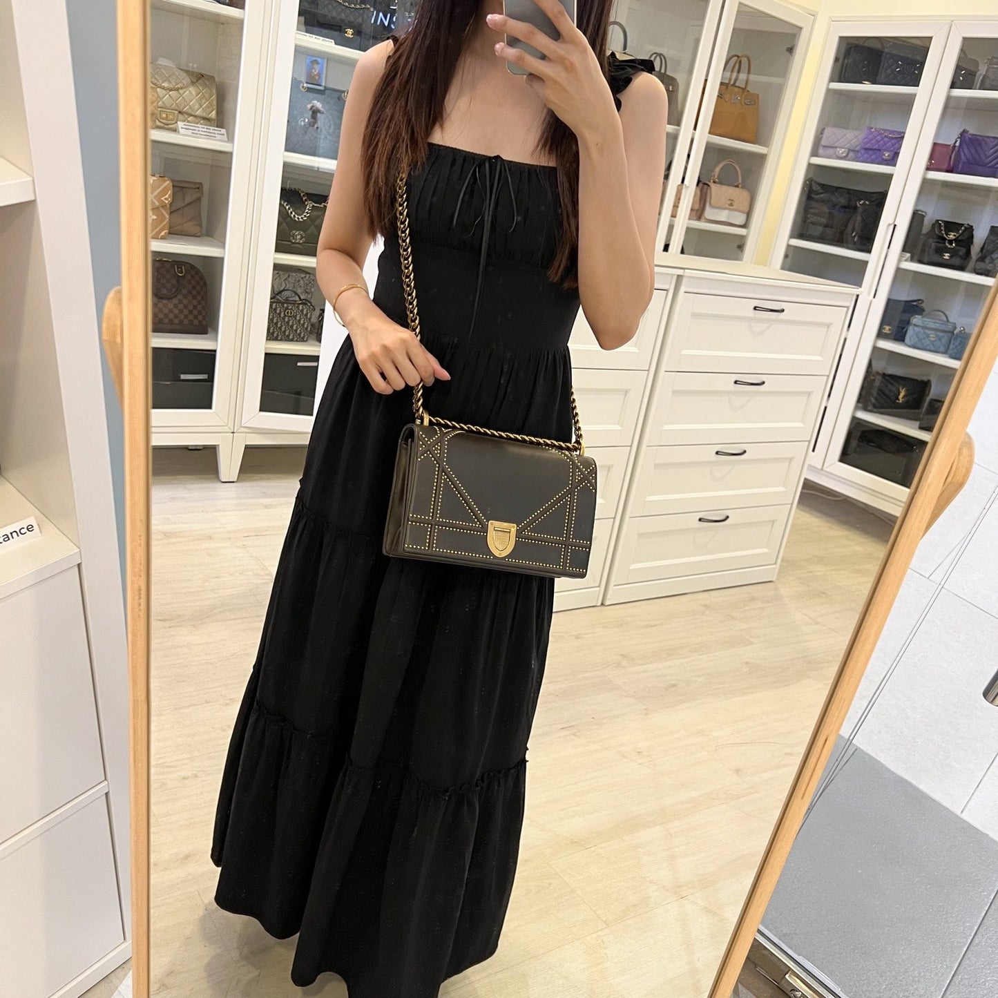 Dior Diorama Shoulder Bag in Dark Brown Leather and GHW